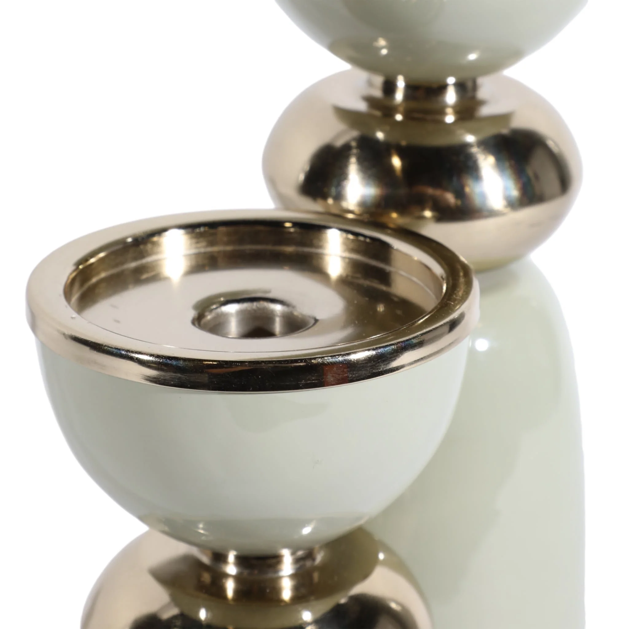 10x4" Curvy Taper & Pillar Holder, Sage/gold - Image 3