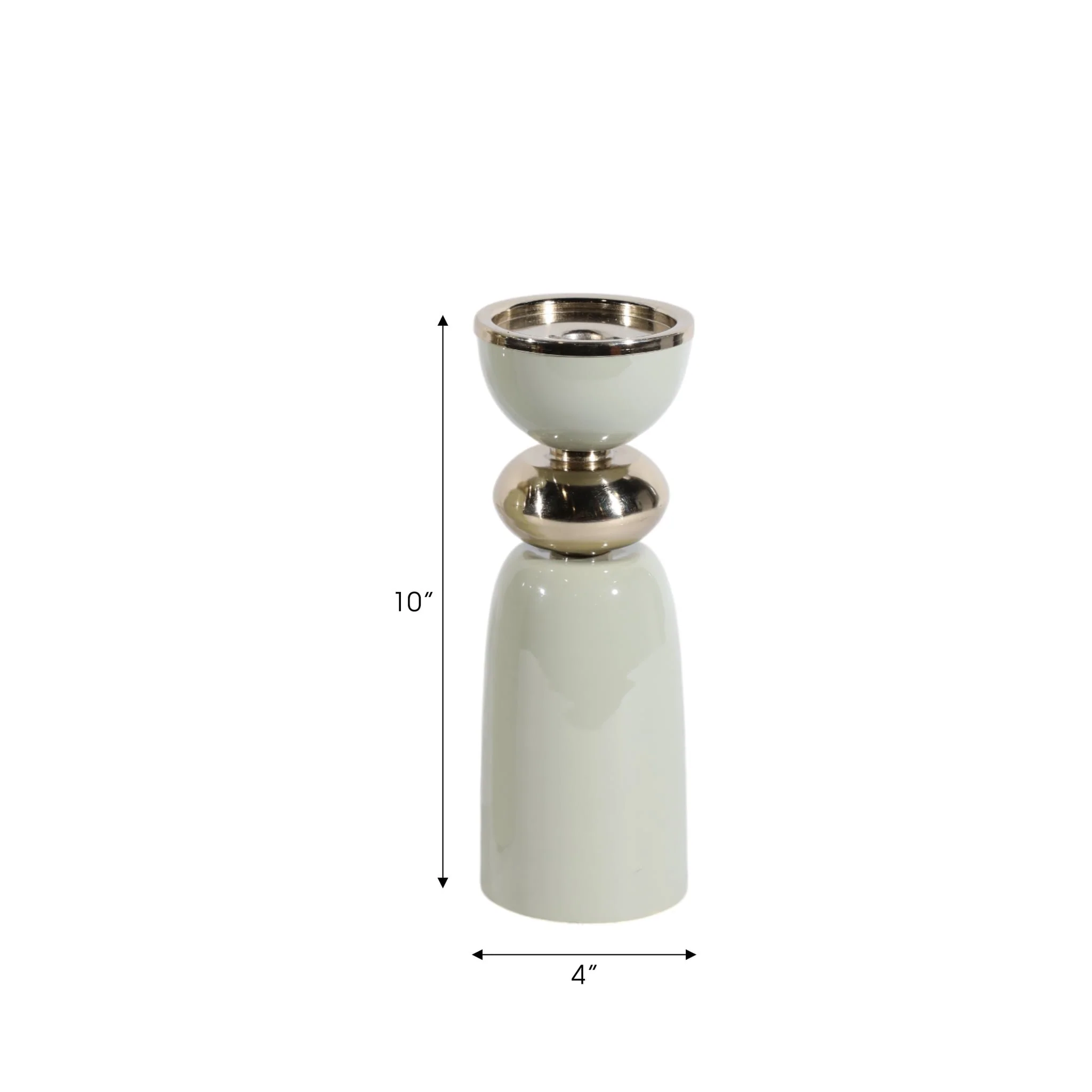 10x4" Curvy Taper & Pillar Holder, Sage/gold - Image 6
