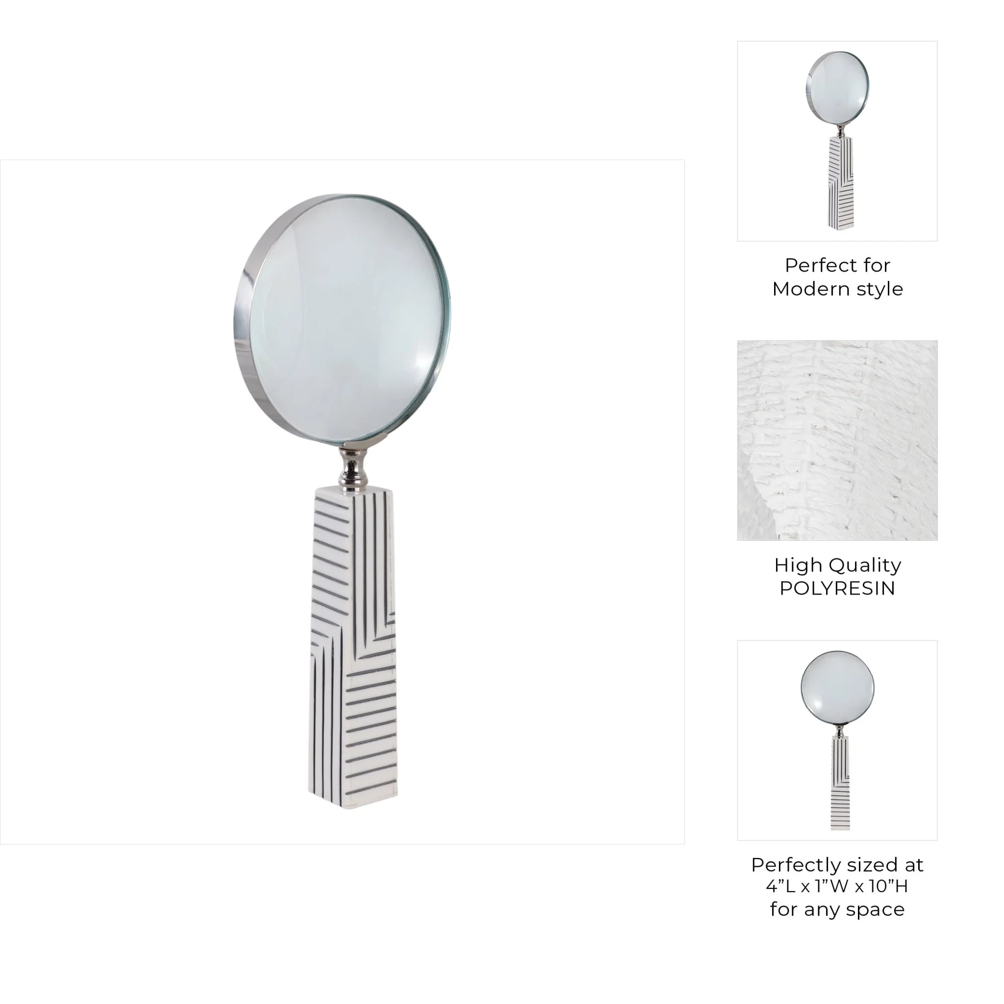 10x4" Lines Handle Magnifying Glass, White/ Black - Image 9