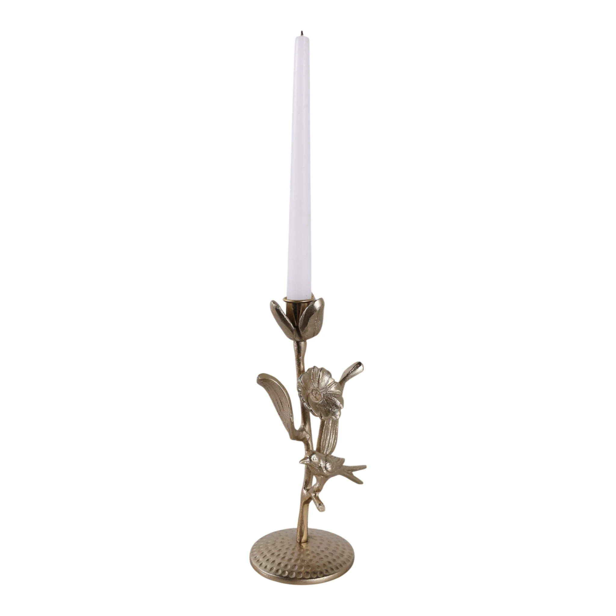 10x5" Bird & Flower Taper Holder, Champagne - Image 2