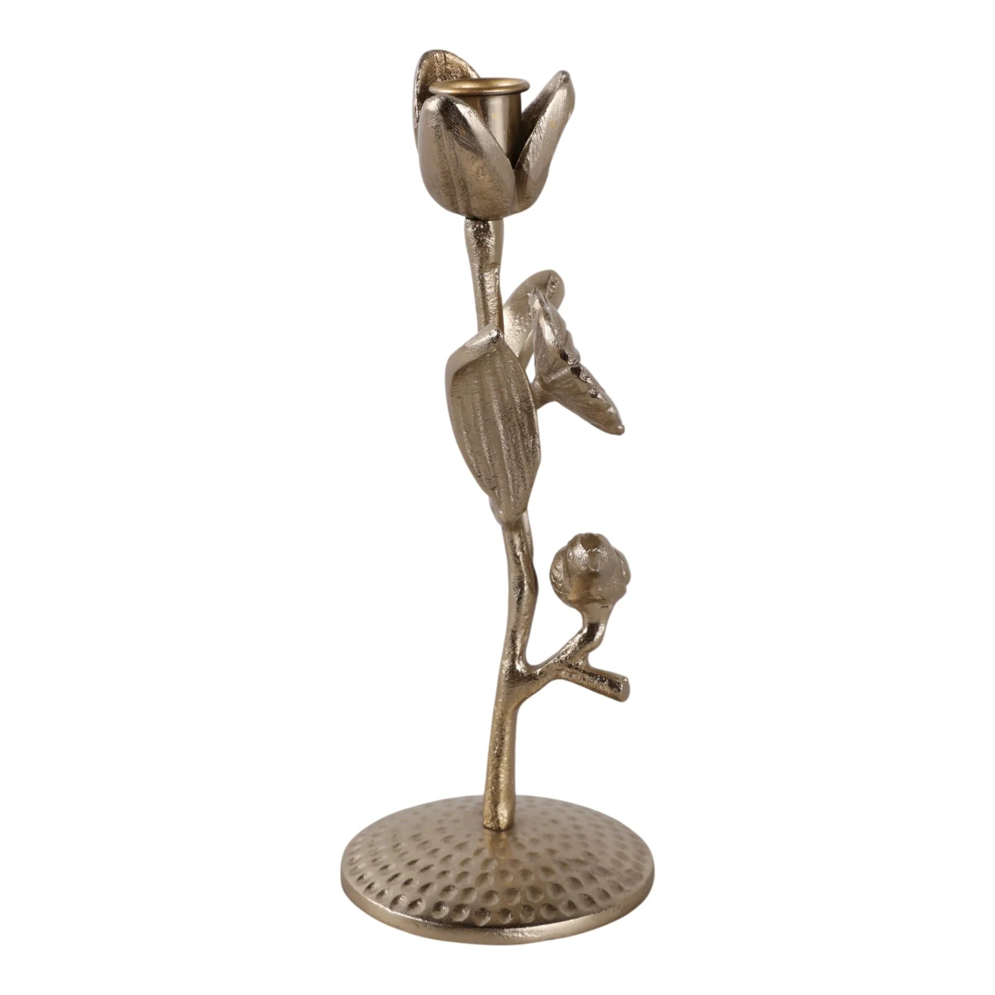 10x5" Bird & Flower Taper Holder, Champagne - Image 3