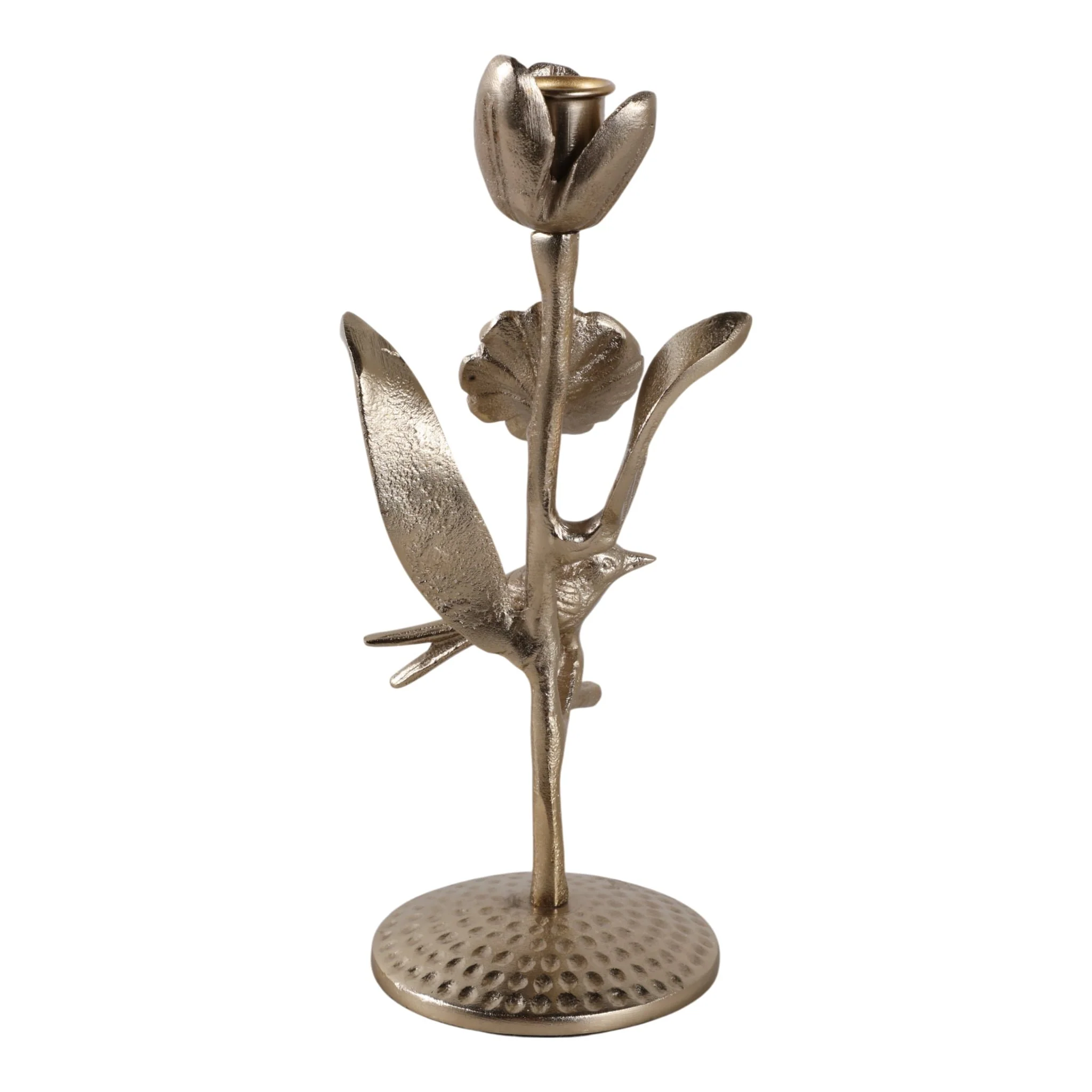 10x5" Bird & Flower Taper Holder, Champagne - Image 4