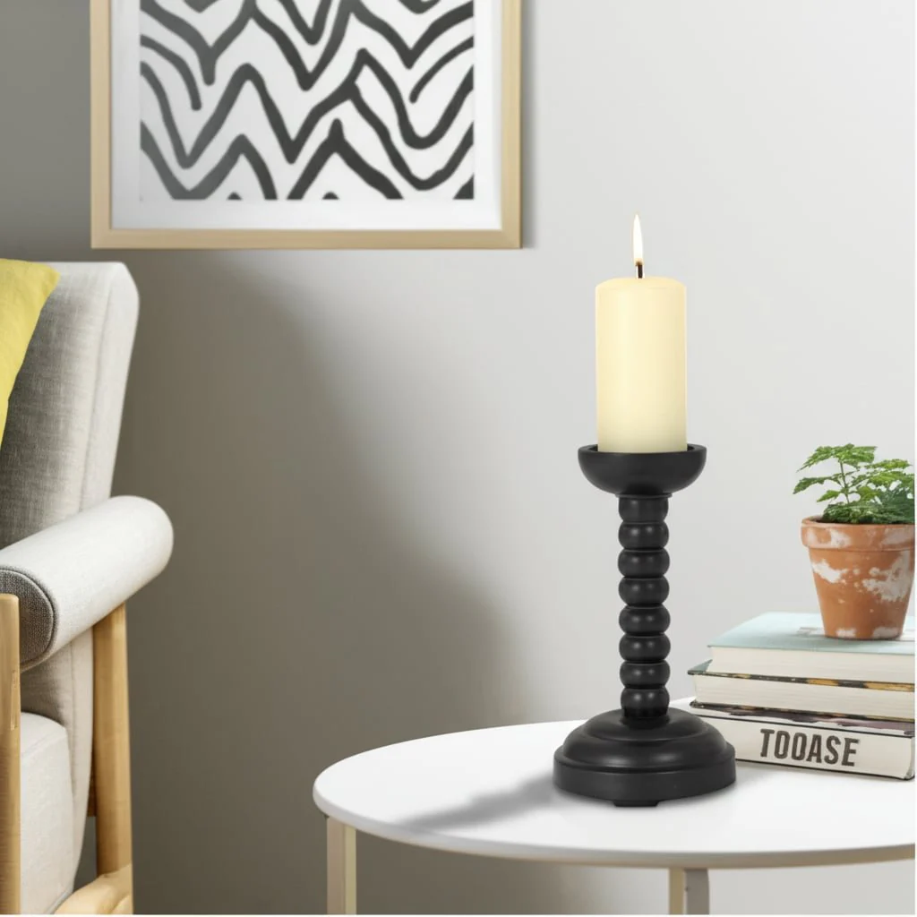 10x5" Stacked Pillar & Taper Holder, Black - Image 2