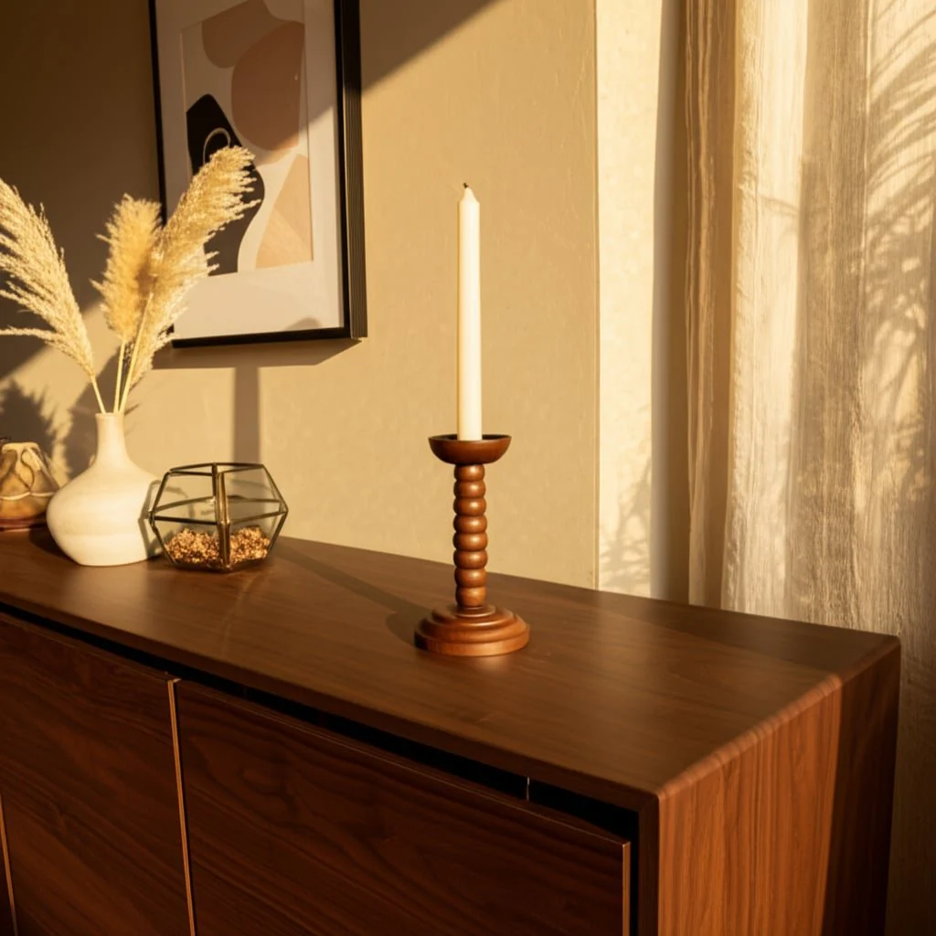 10x5" Stacked Pillar & Taper Holder, Walnut - Image 3
