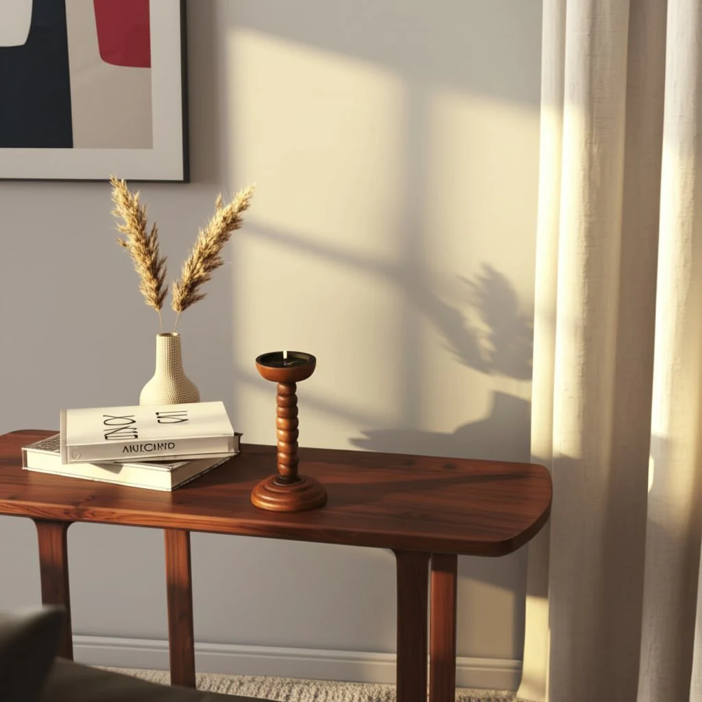 10x5" Stacked Pillar & Taper Holder, Walnut - Image 4