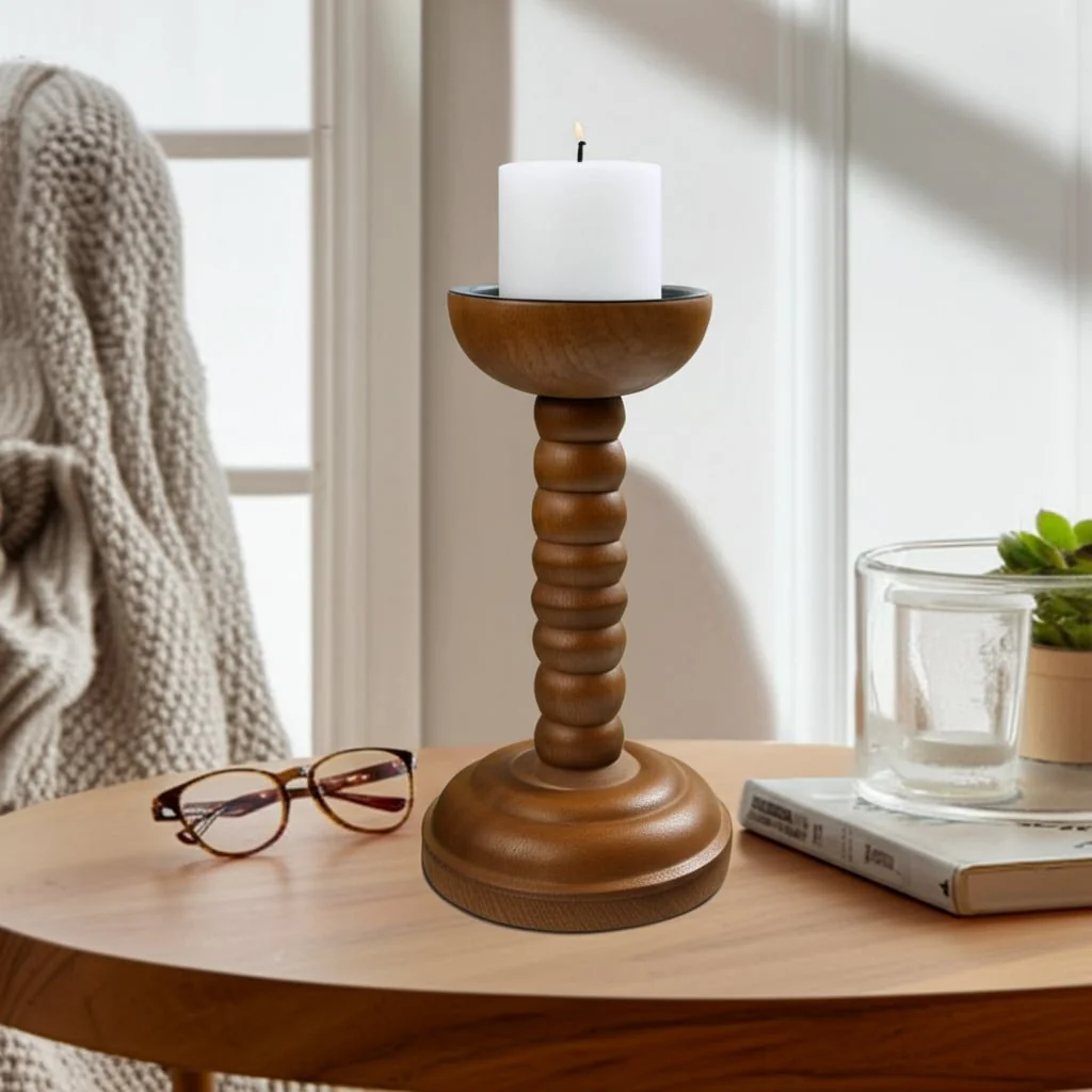 10x5" Stacked Pillar & Taper Holder, Walnut - Image 5
