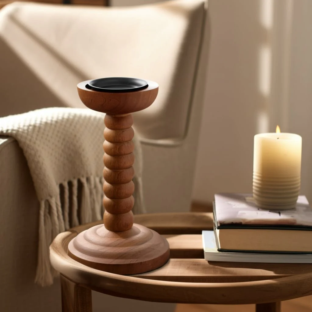 10x5" Stacked Pillar & Taper Holder, Walnut - Image 6
