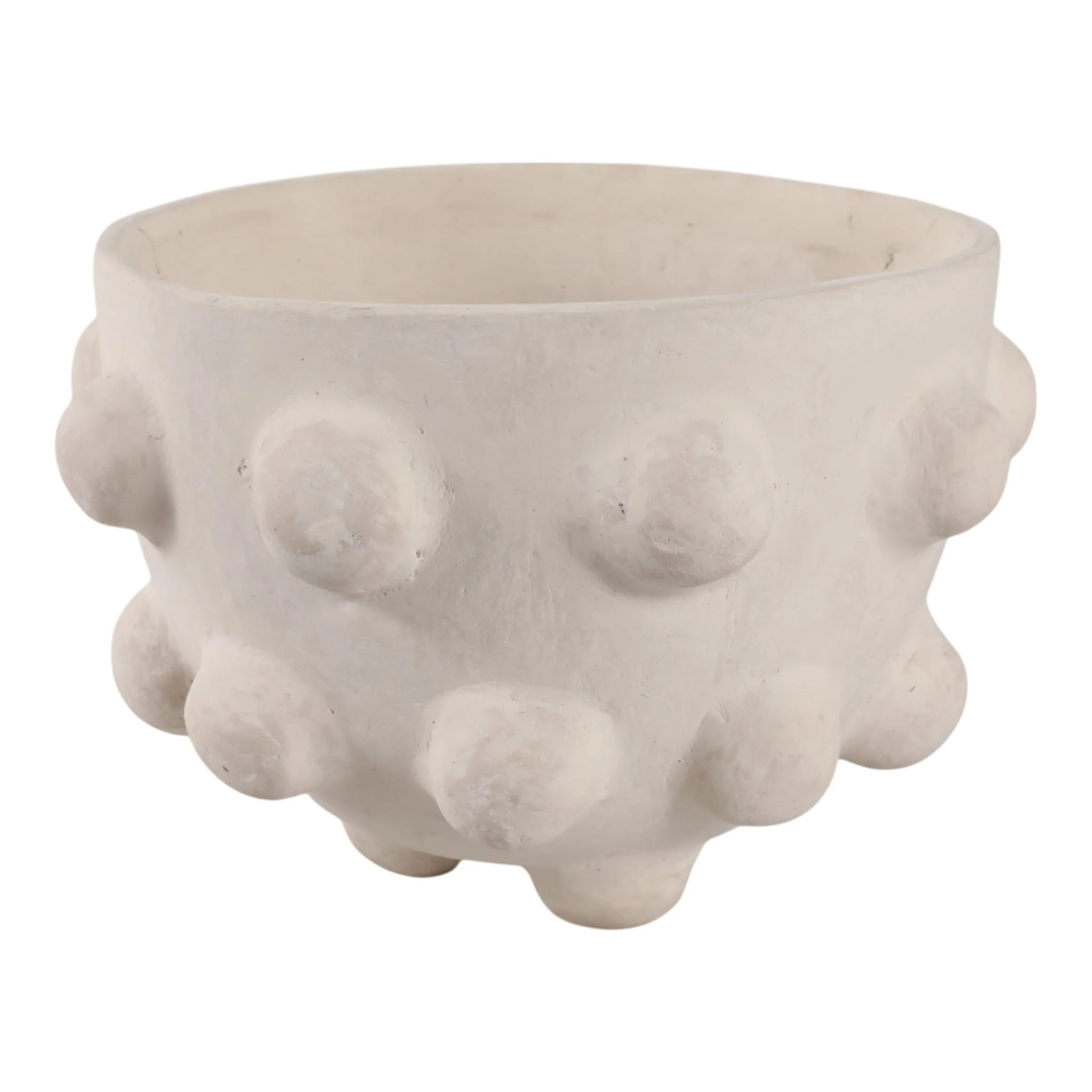 10x6" Large Hobnail Paper Mache Bowl, White - Image 4