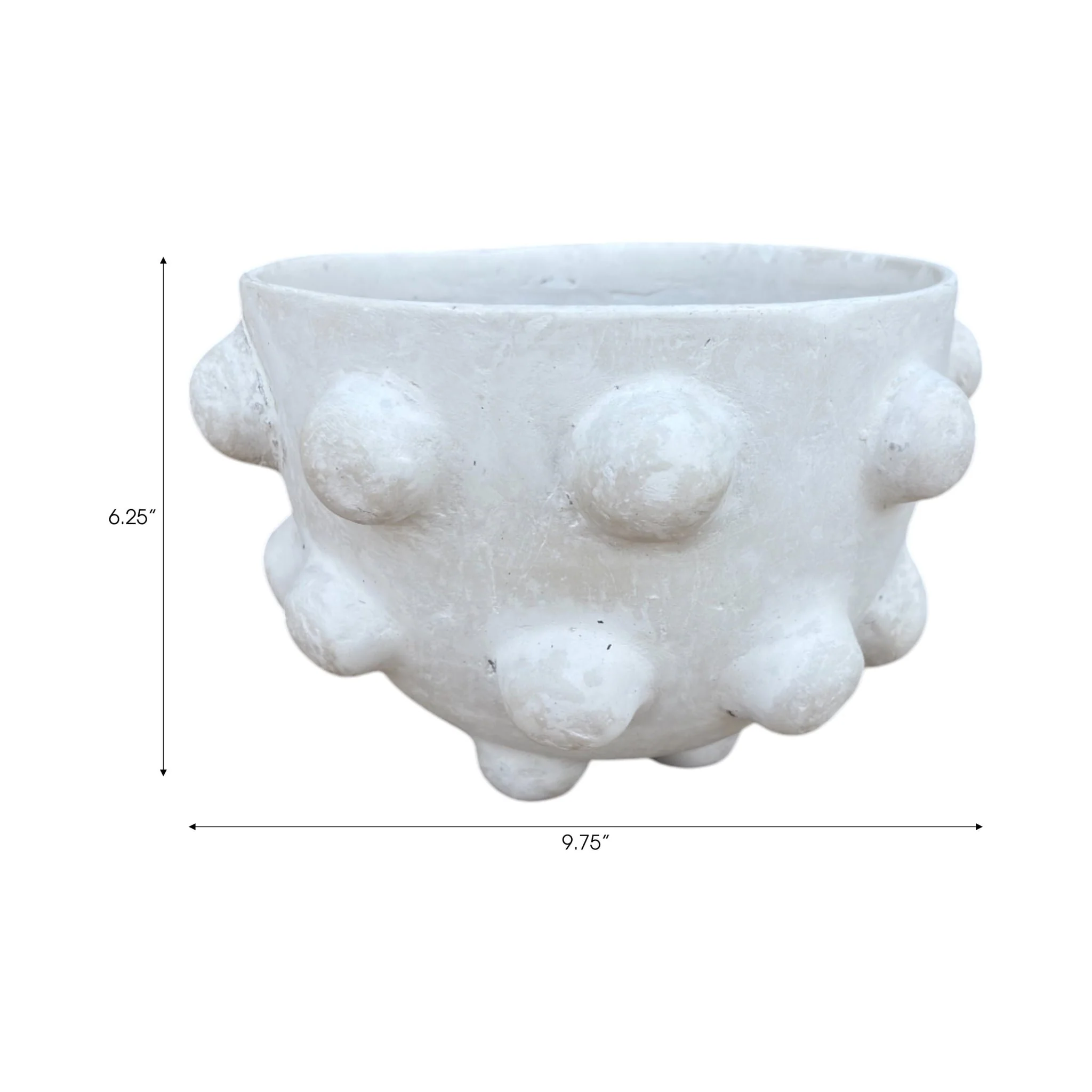 10x6" Large Hobnail Paper Mache Bowl, White - Image 8