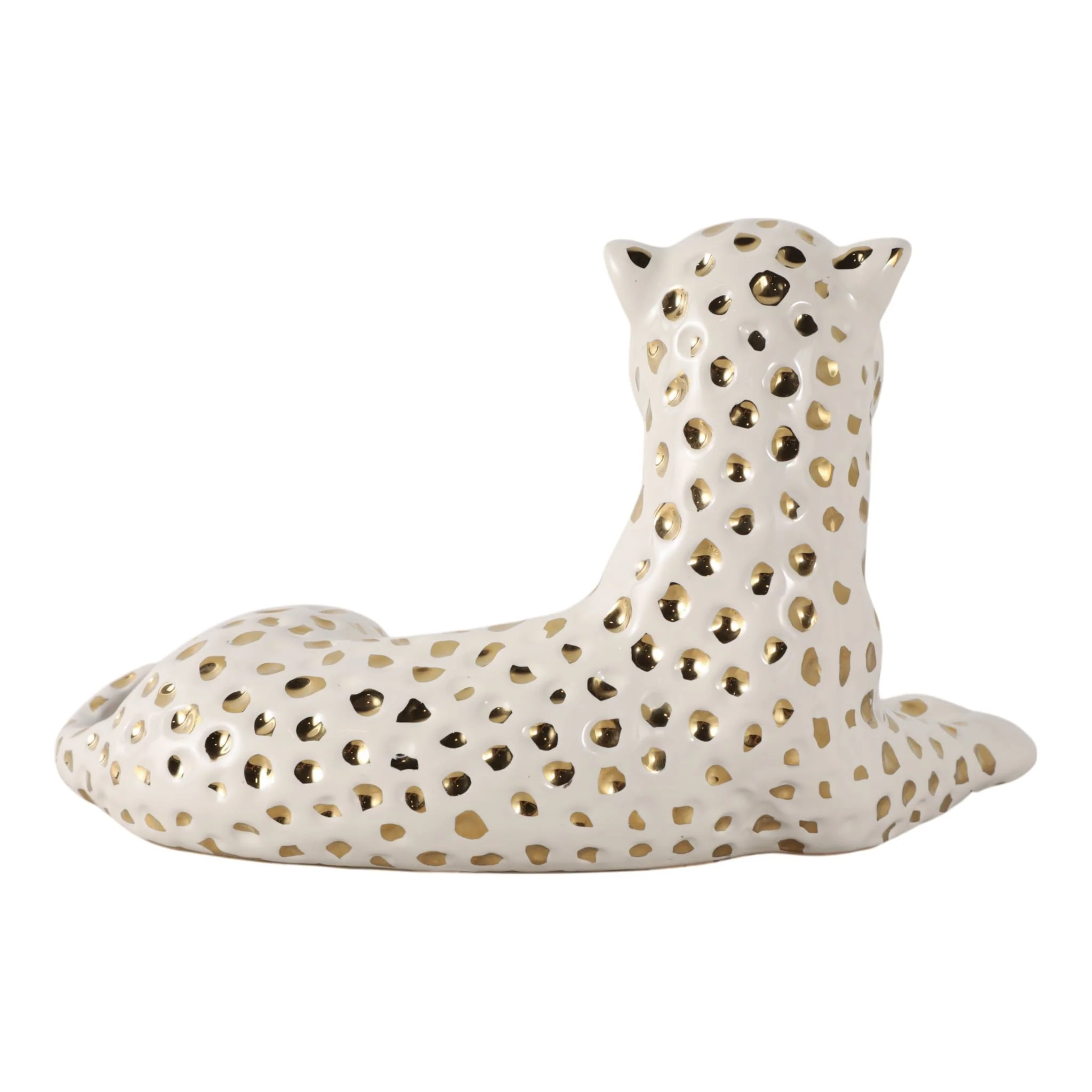10x6" Leopard Lying Down, White/gold - Image 4