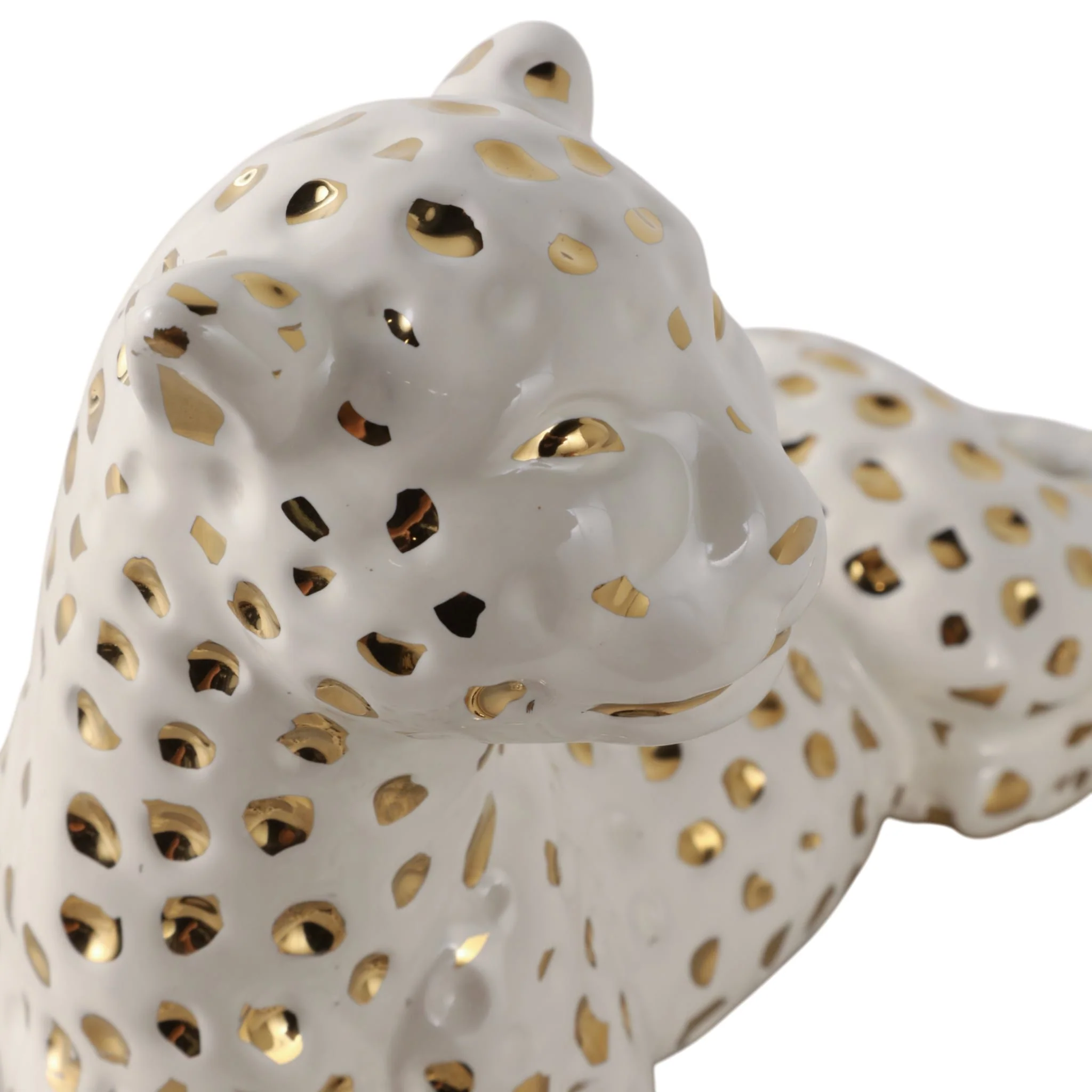10x6" Leopard Lying Down, White/gold - Image 5