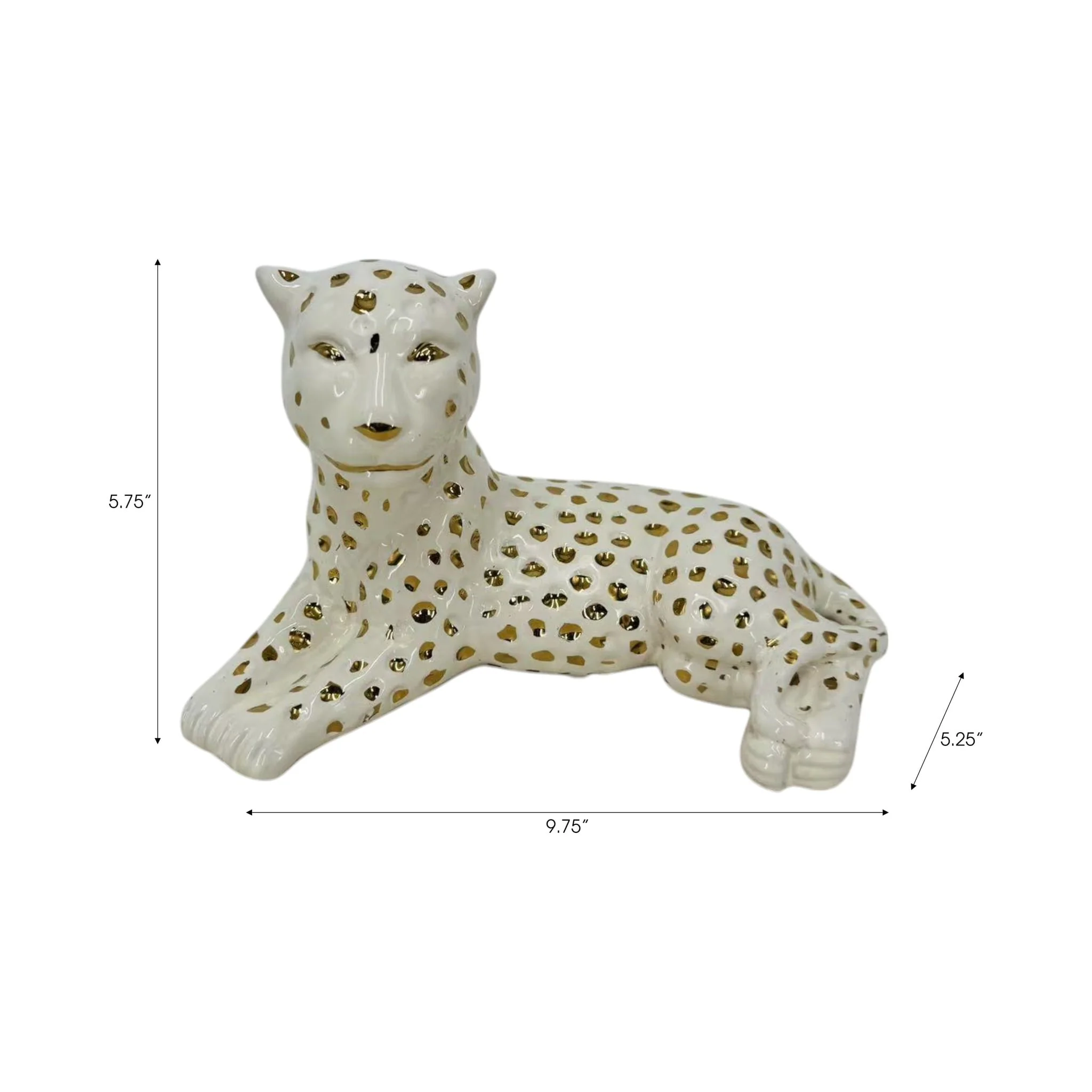 10x6" Leopard Lying Down, White/gold - Image 9