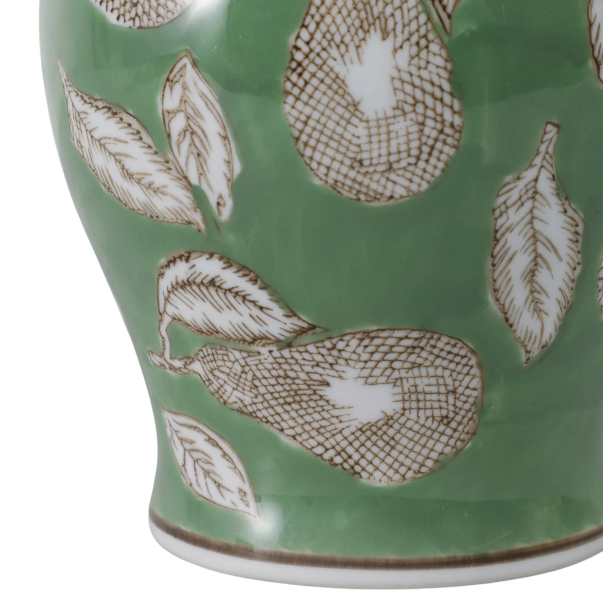 10x6" Pears & Twigs Temple Jar, Green/brown - Image 5