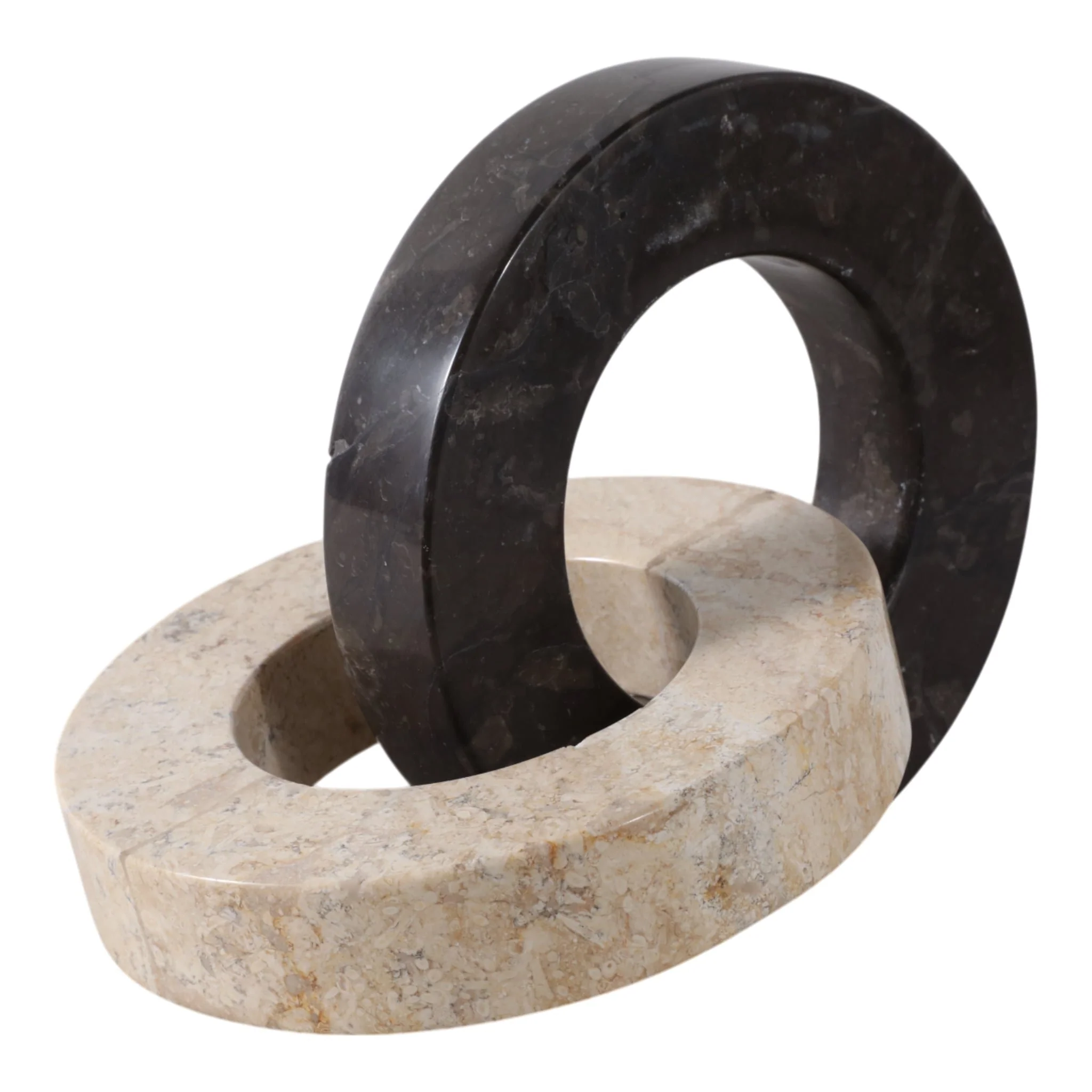 10x7" 2 Round Marble Links, Ivory/black - Image 2