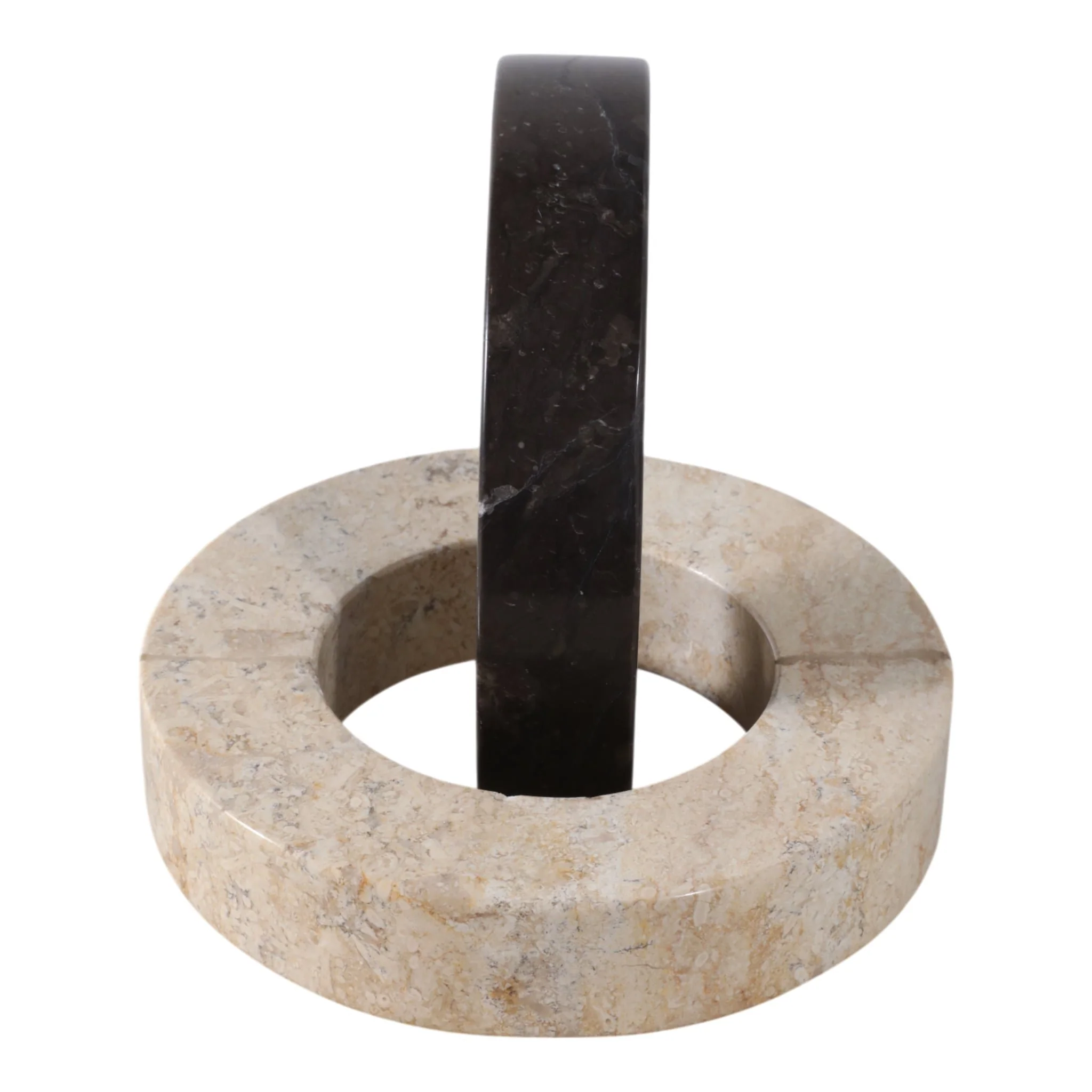 10x7" 2 Round Marble Links, Ivory/black - Image 3