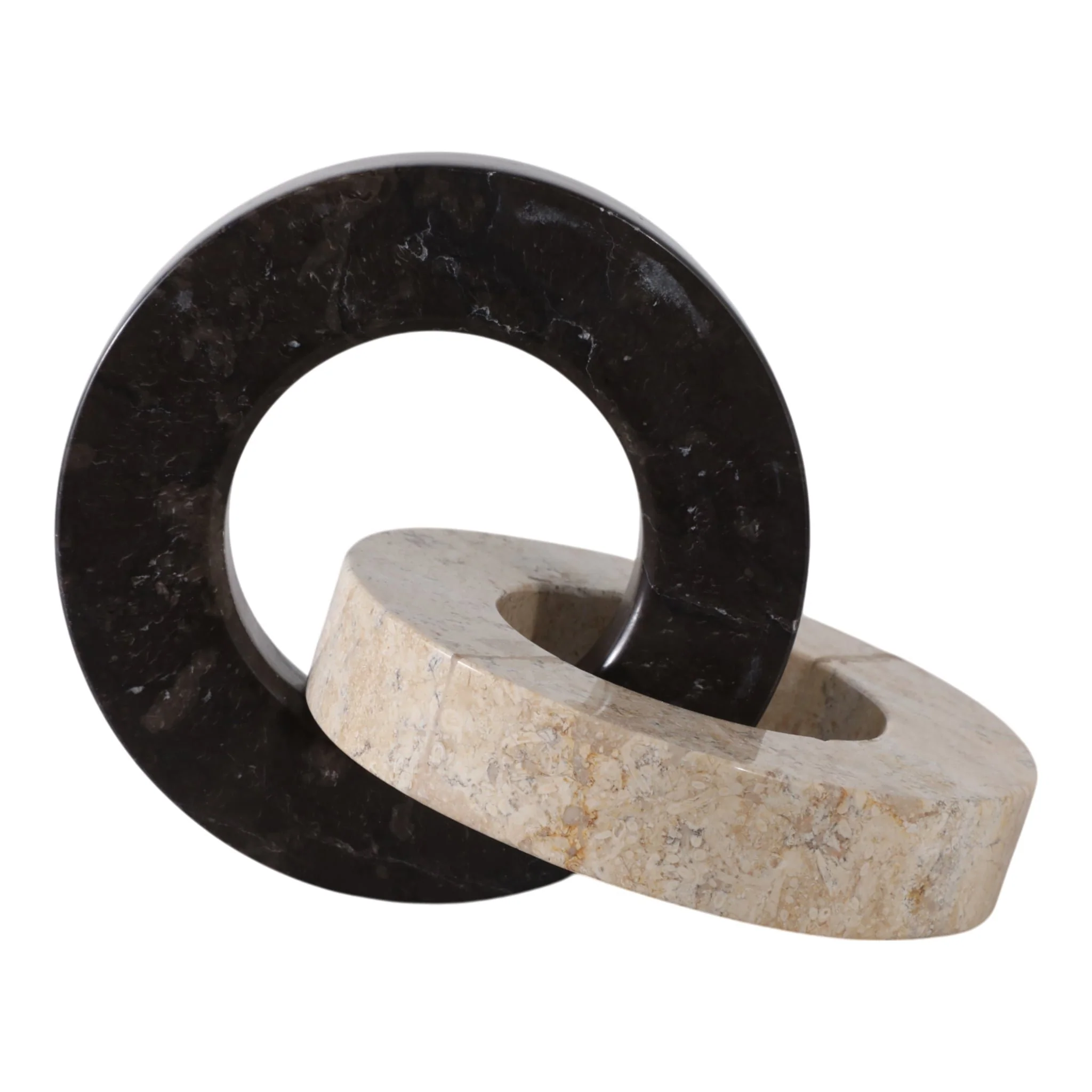 10x7" 2 Round Marble Links, Ivory/black - Image 4