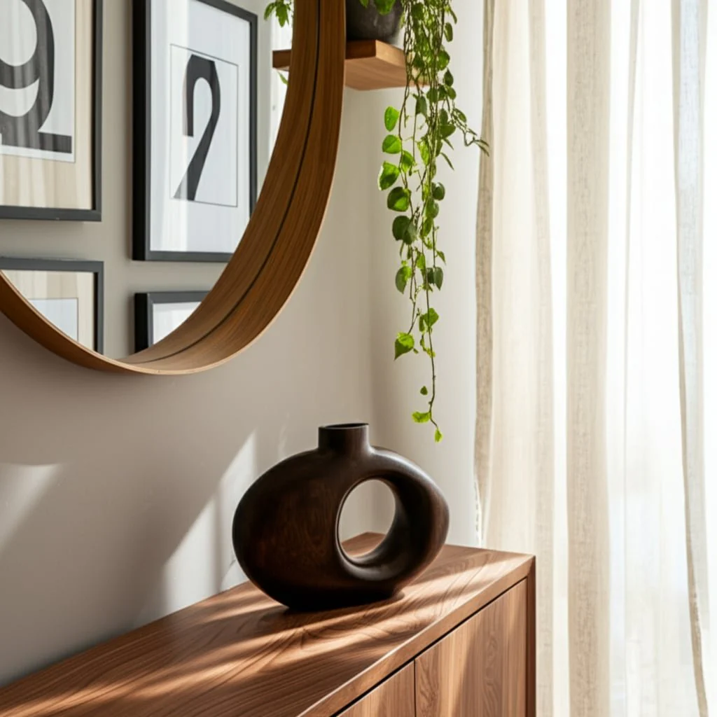 10x7" Cut-out Wood Vase, Dark Brown - Image 12