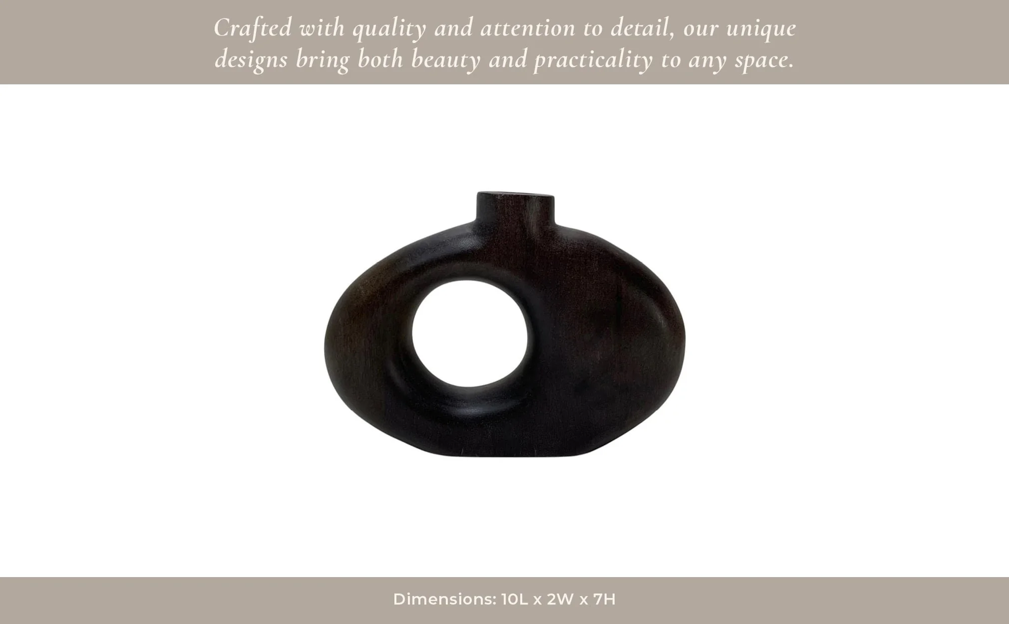 10x7" Cut-out Wood Vase, Dark Brown - Image 14