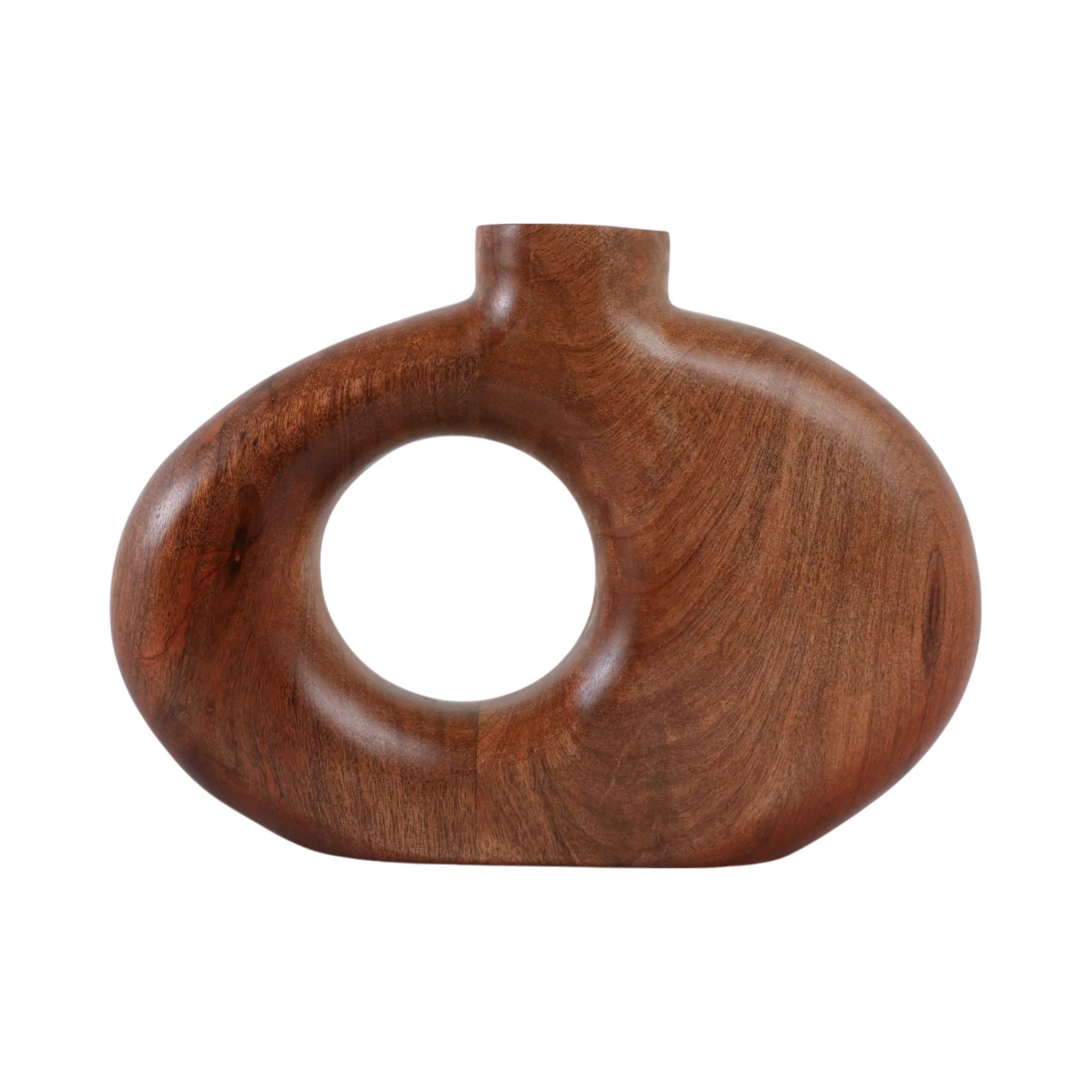10x7" Cut-out Wood Vase, Natural - Image 4