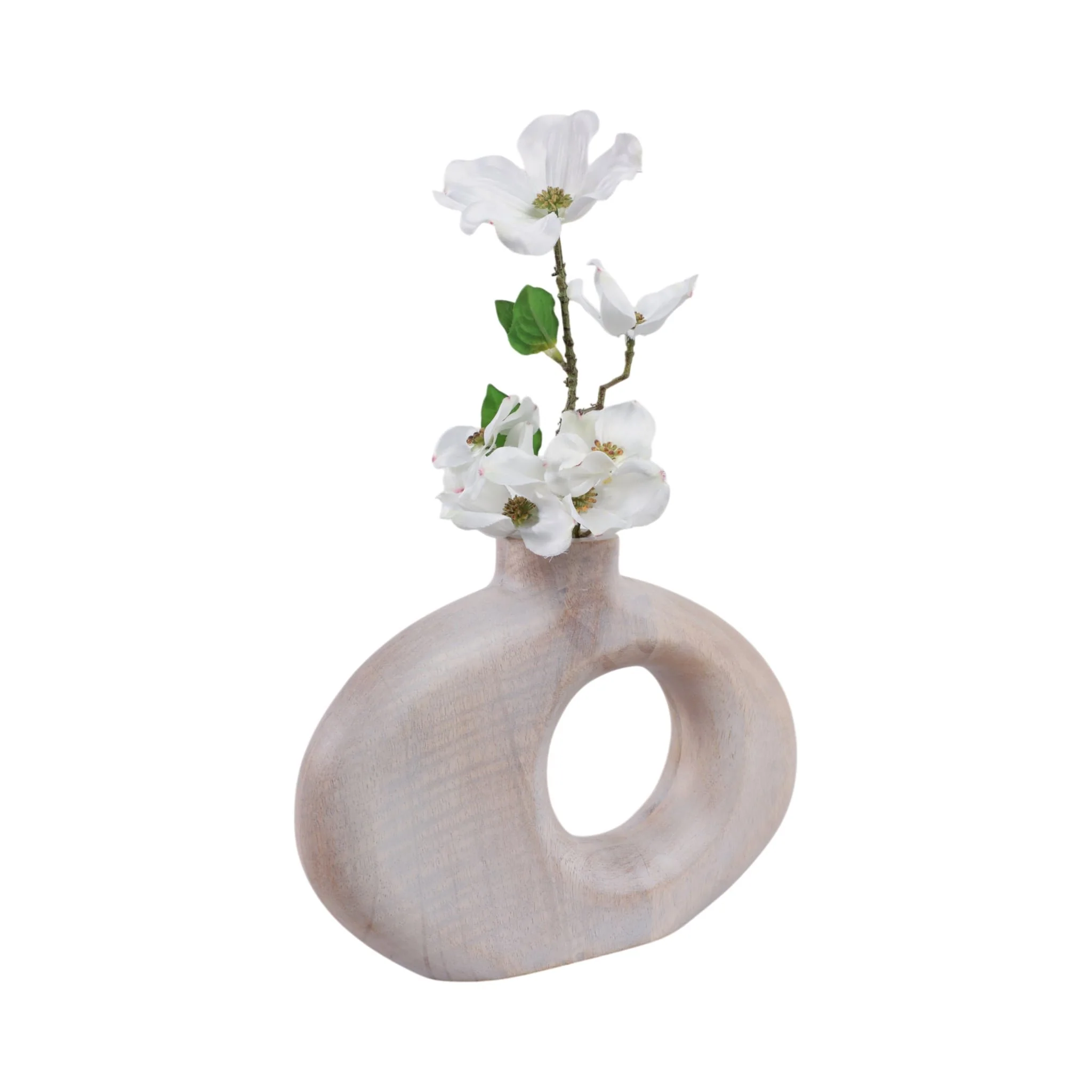 10x7" Cut-out Wood Vase, Whitewash - Image 2