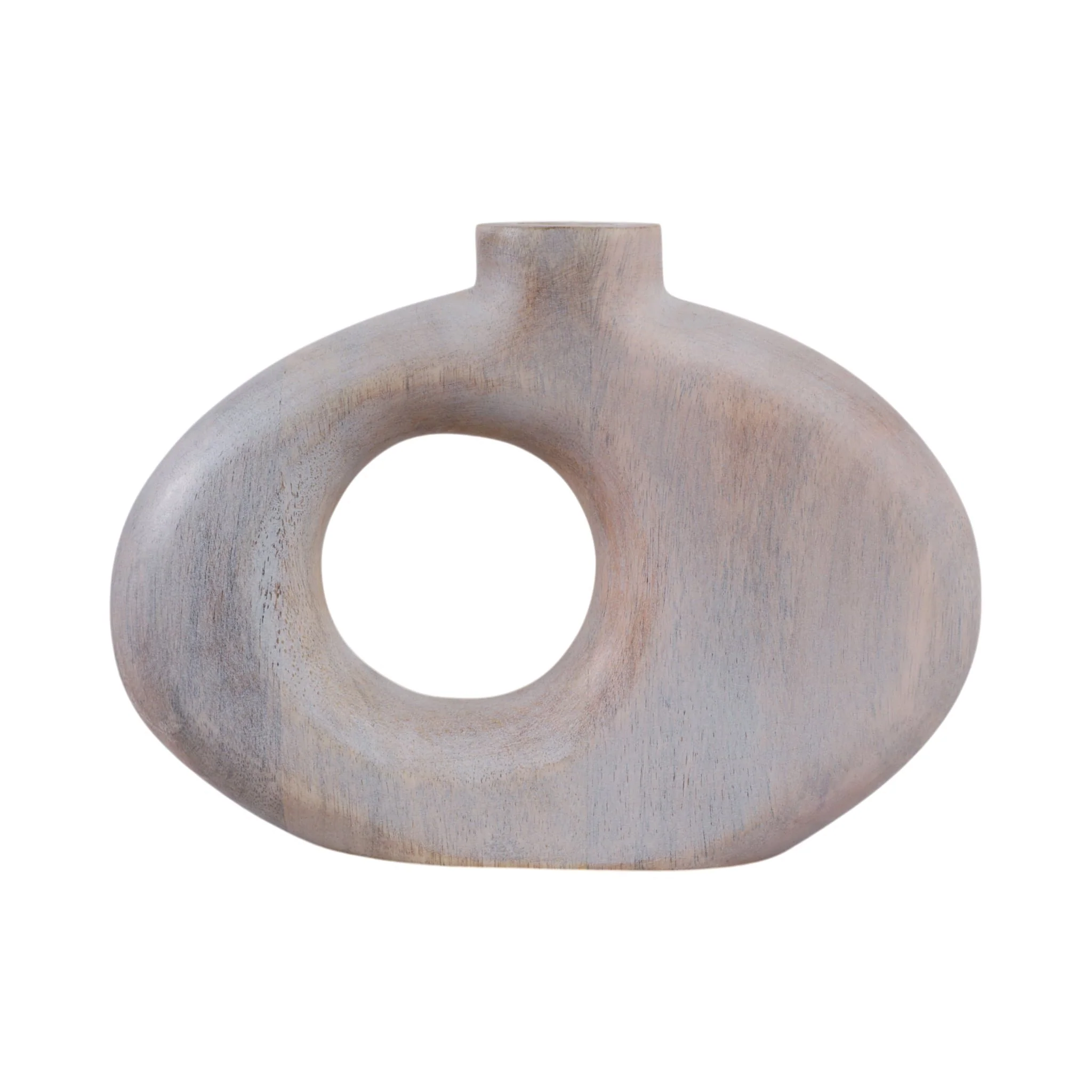 10x7" Cut-out Wood Vase, Whitewash - Image 4