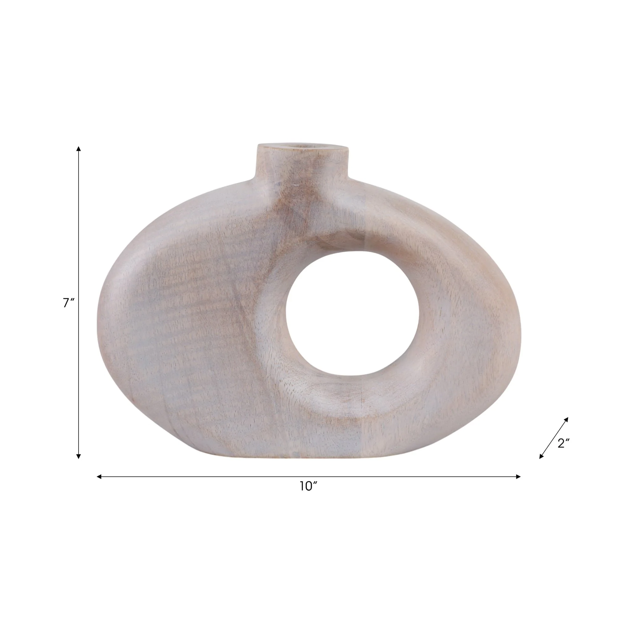 10x7" Cut-out Wood Vase, Whitewash - Image 8