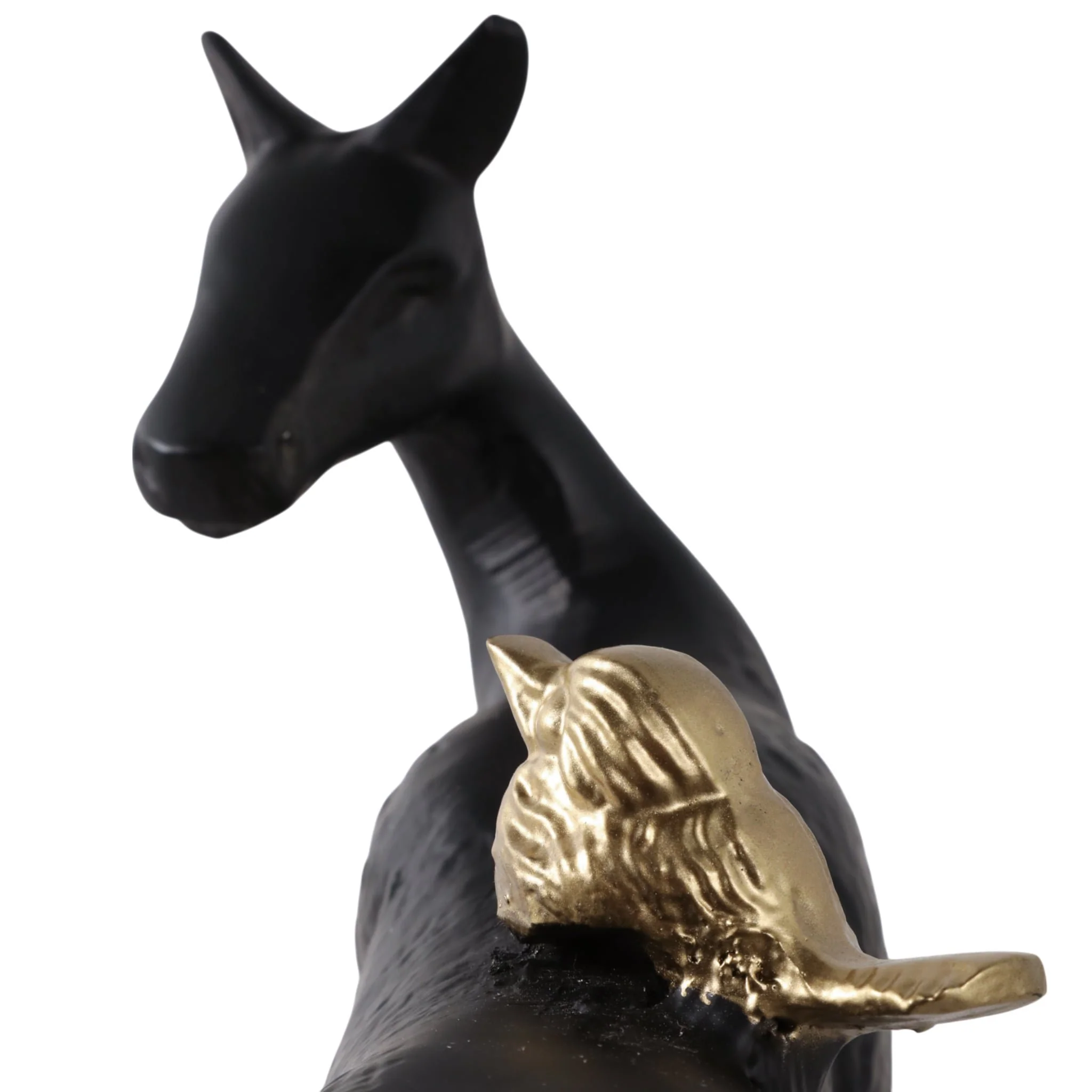 10x8" Bird Perched On Horses Back, Black/ Gold - Image 5