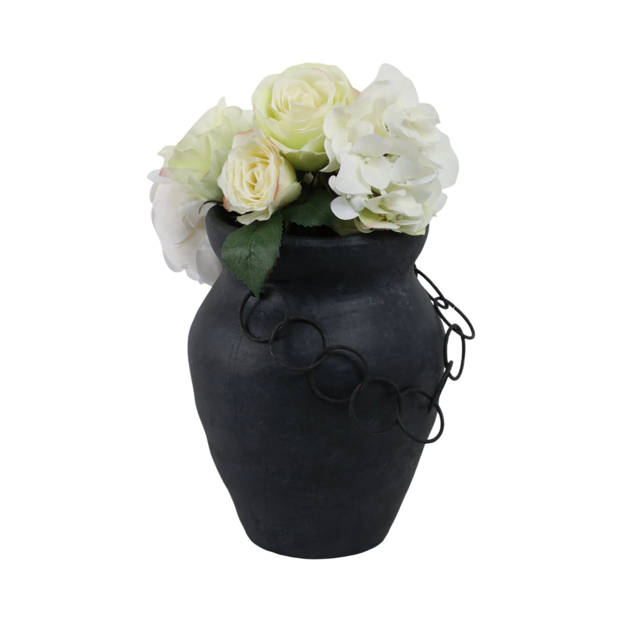 10x8" Rustic Vase With Chain, Black - Image 2