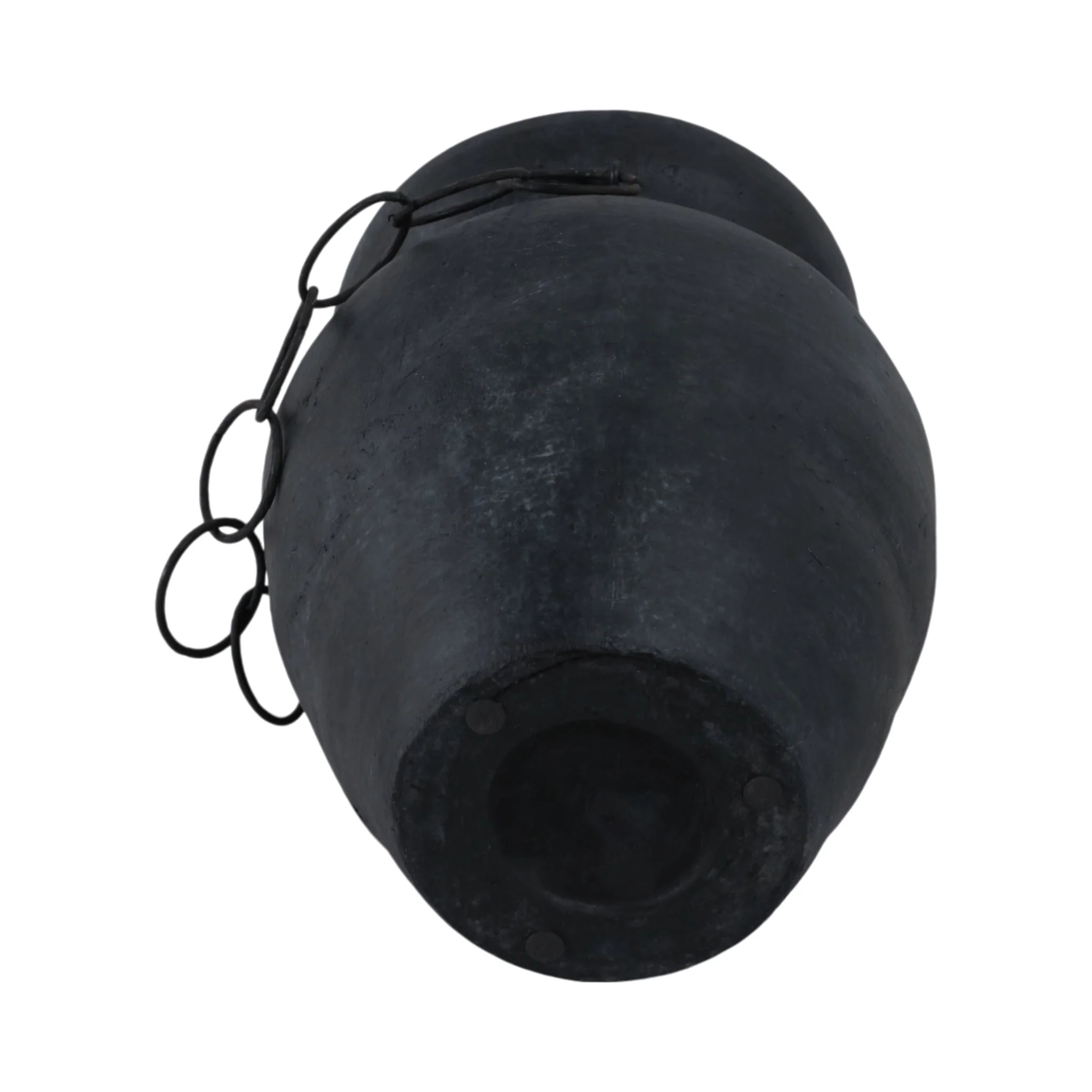 10x8" Rustic Vase With Chain, Black - Image 7