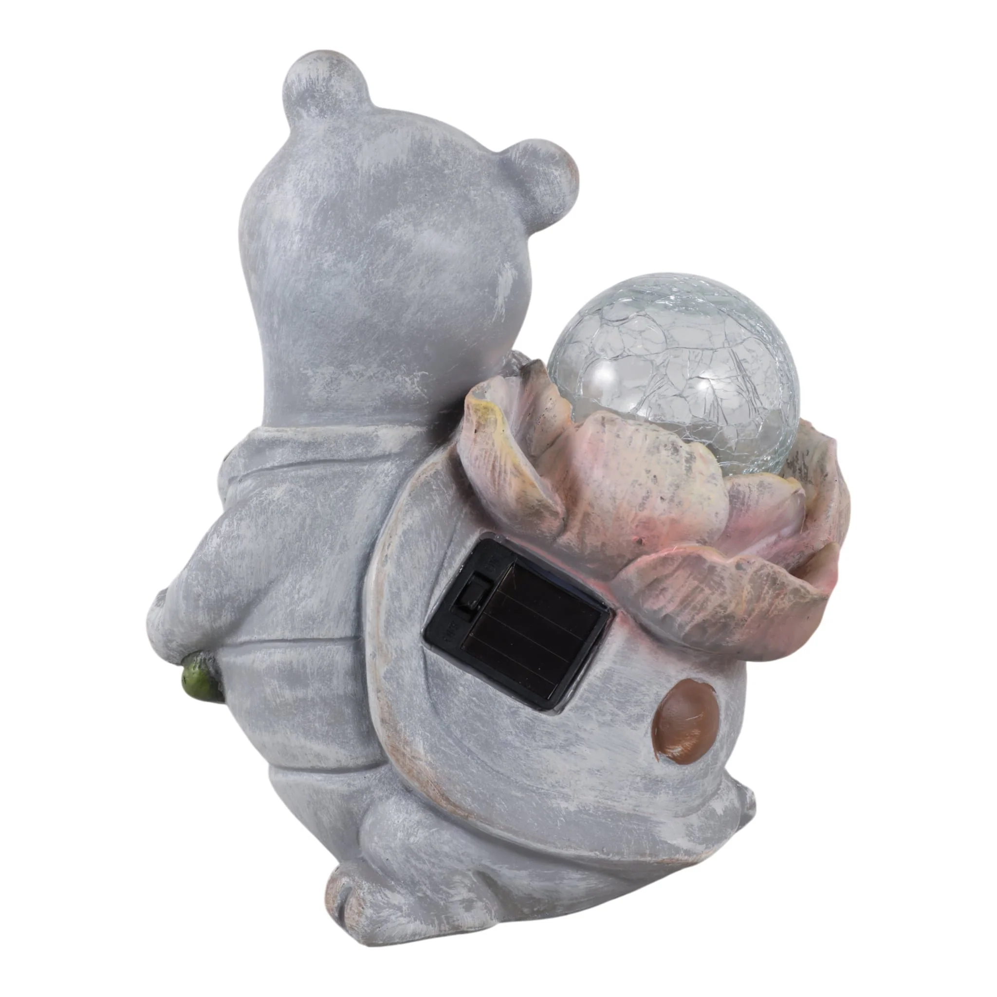 10x9" Blushing Turtle With Solar Flower, Grey Mult - Image 4