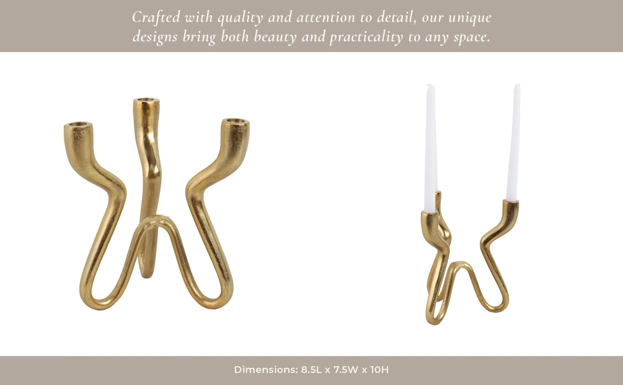 10x9" Loopy 3-taper Holder, Gold - Image 10