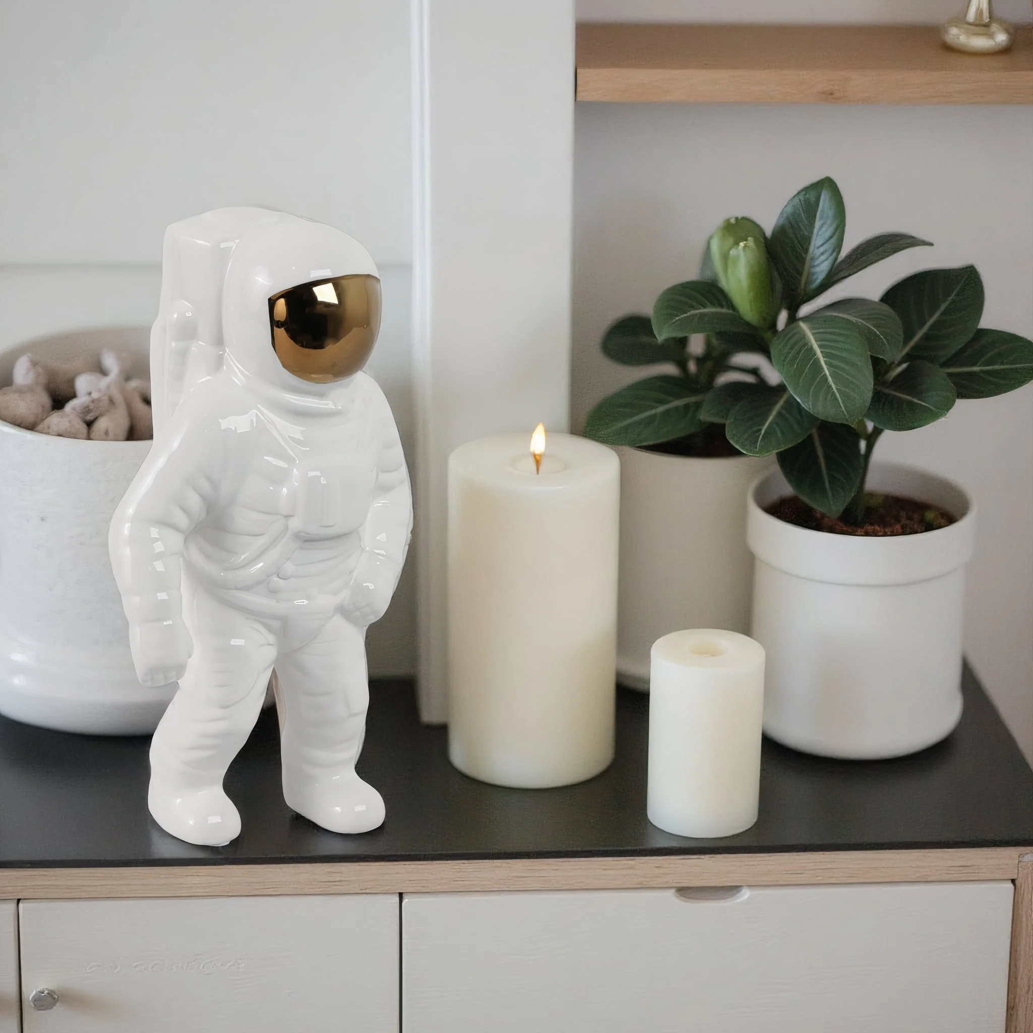 11" Astronaut Statuette, White/gold - Image 13