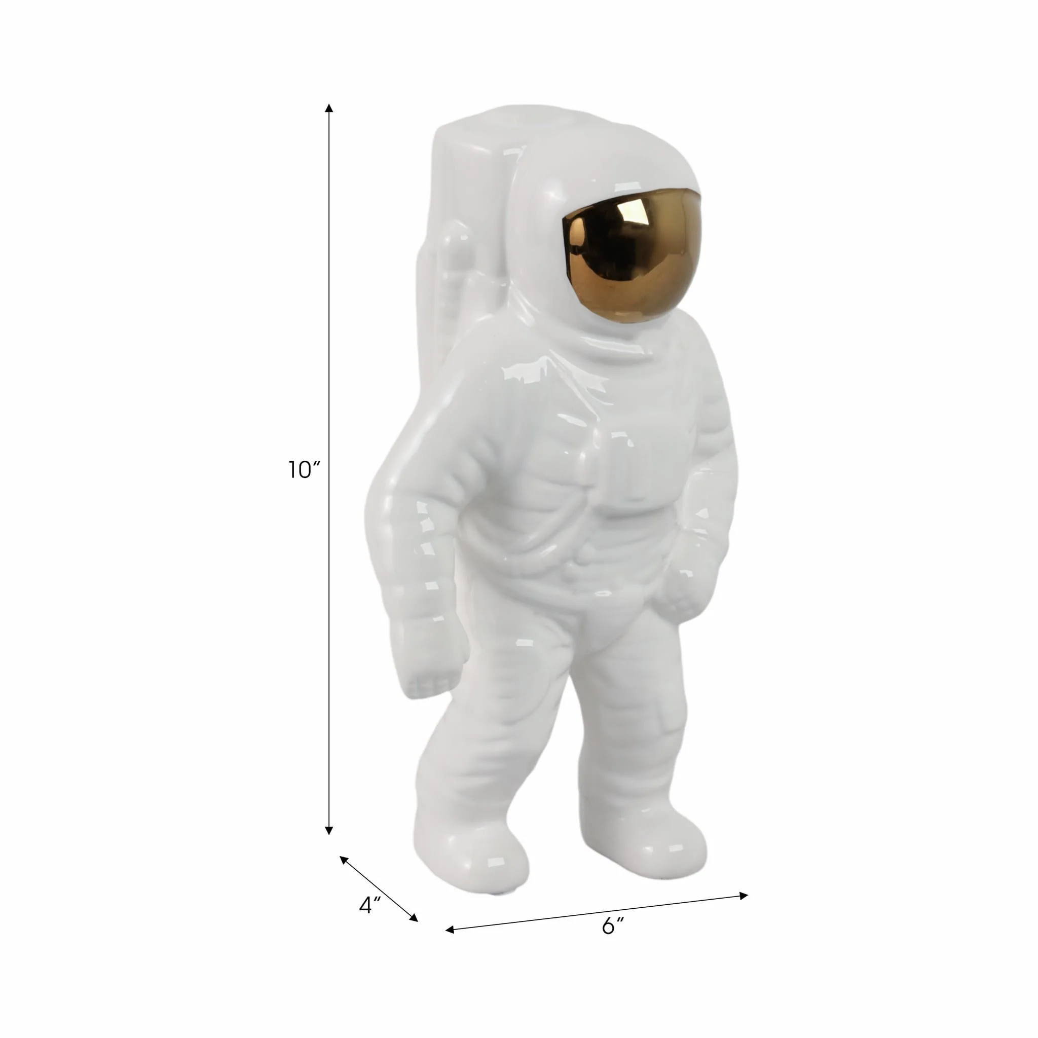 11" Astronaut Statuette, White/gold - Image 9