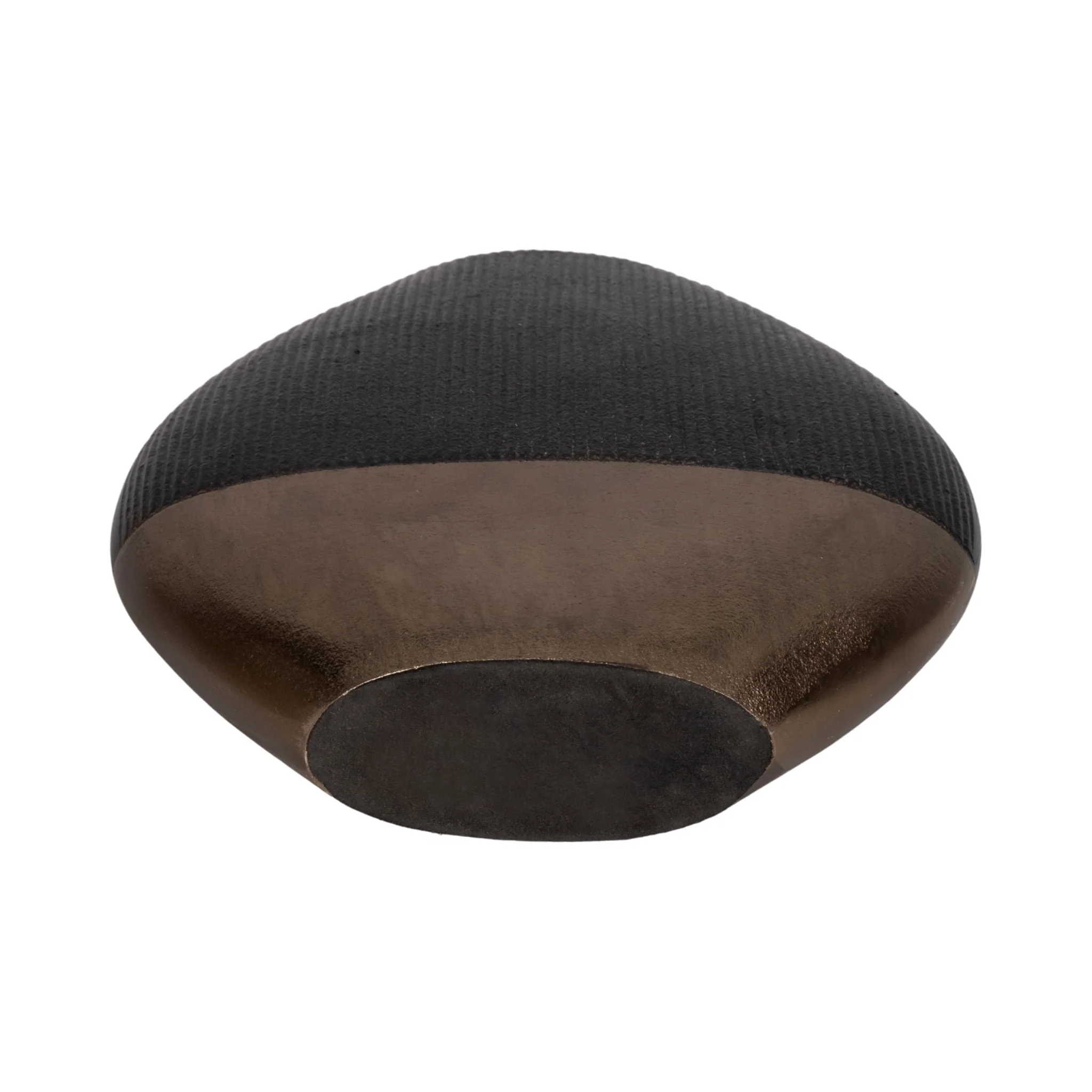 11" Color Block Round Vase, Black/brass Antique - Image 7