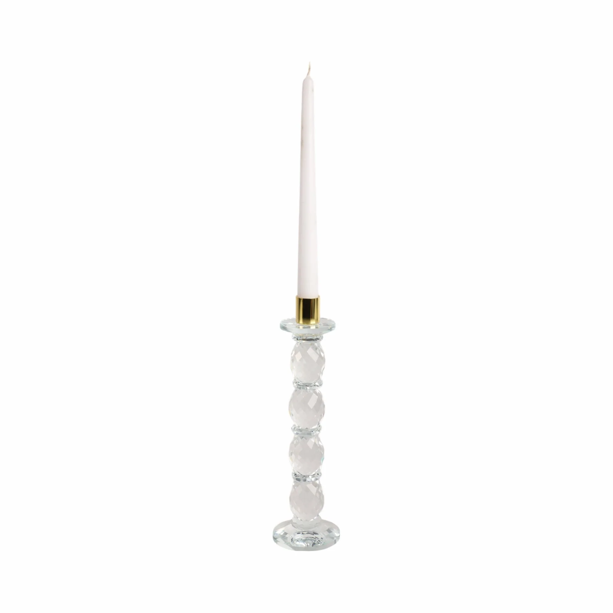 11" Etched Crystal Taper Holder, Clear/gold - Image 2