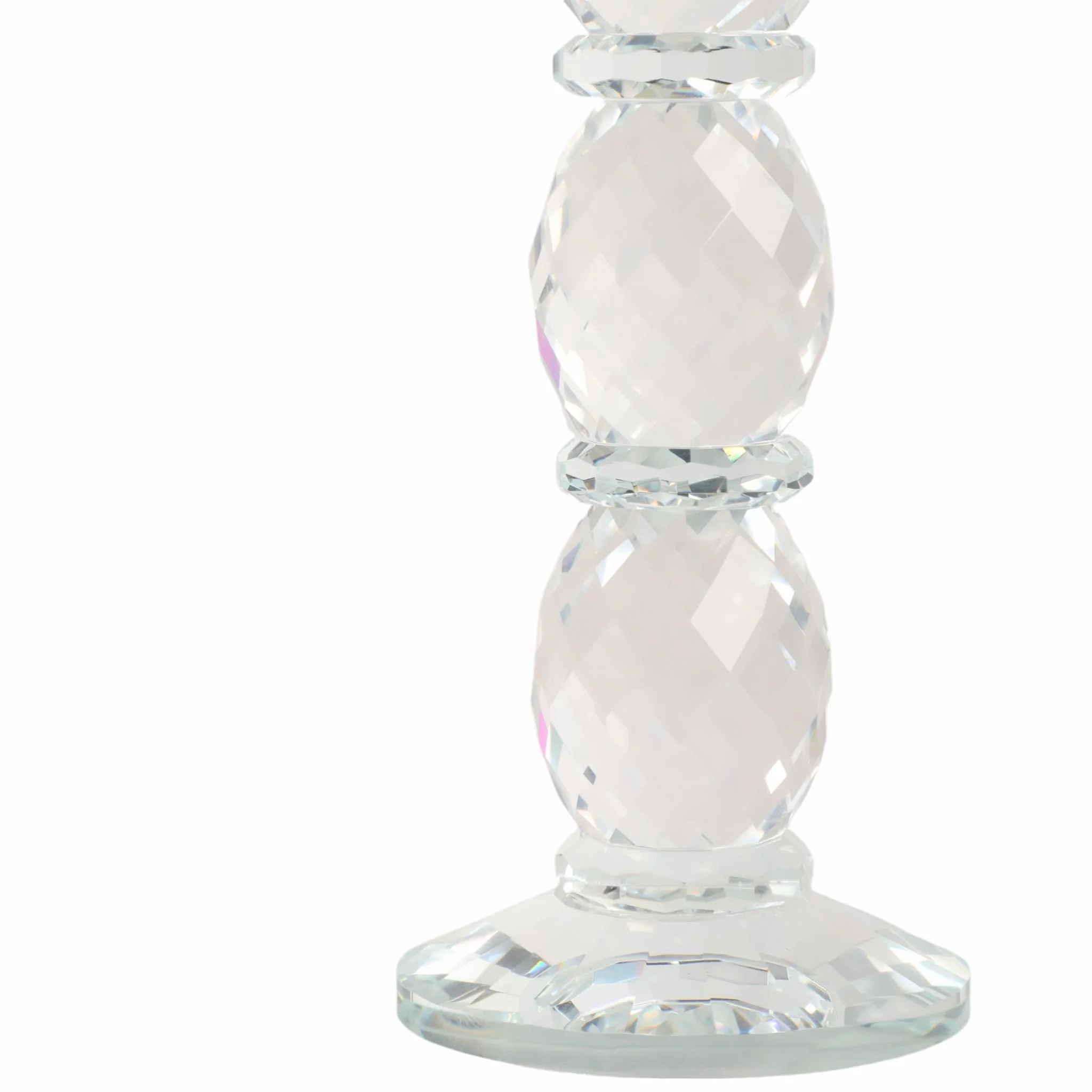 11" Etched Crystal Taper Holder, Clear/gold - Image 3