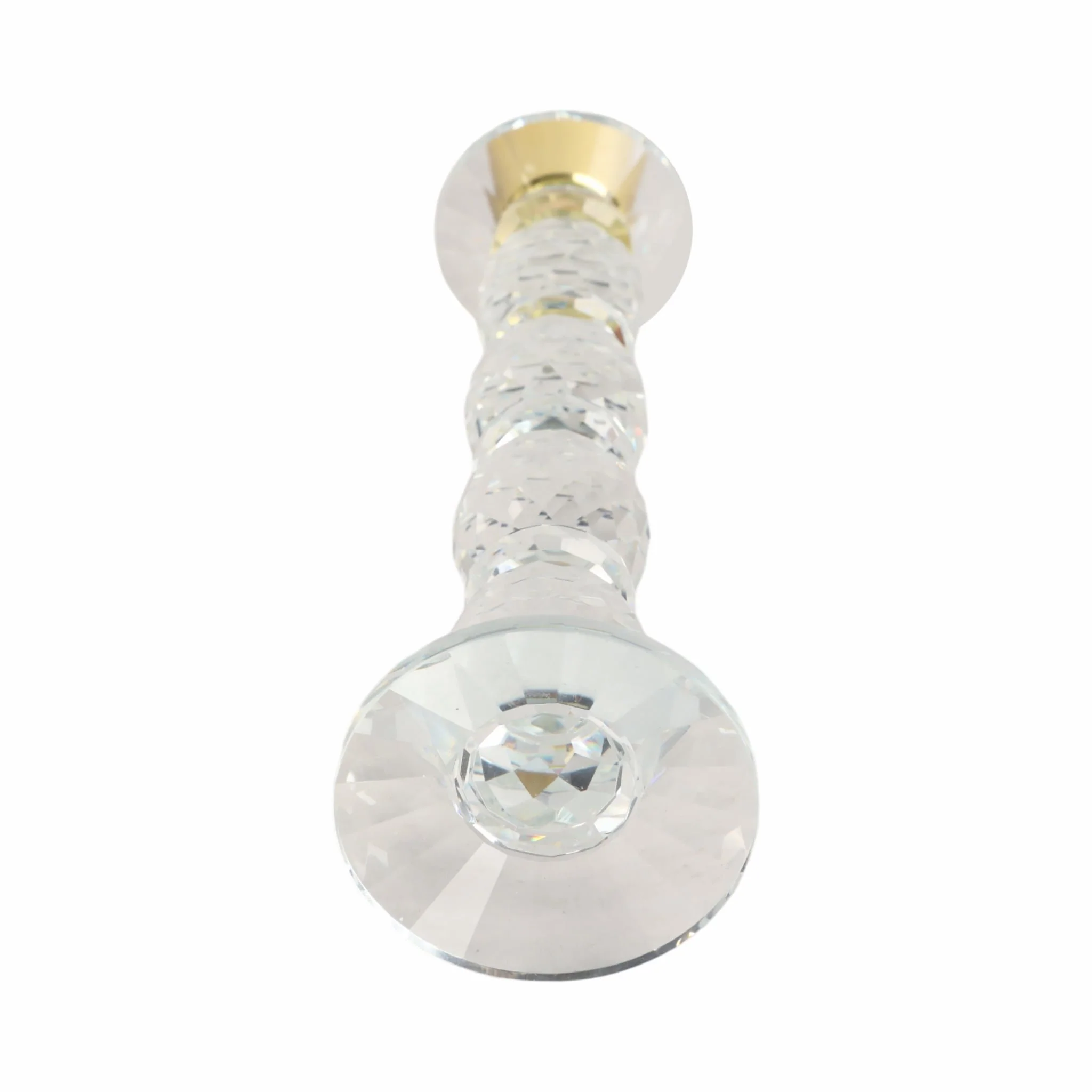 11" Etched Crystal Taper Holder, Clear/gold - Image 5