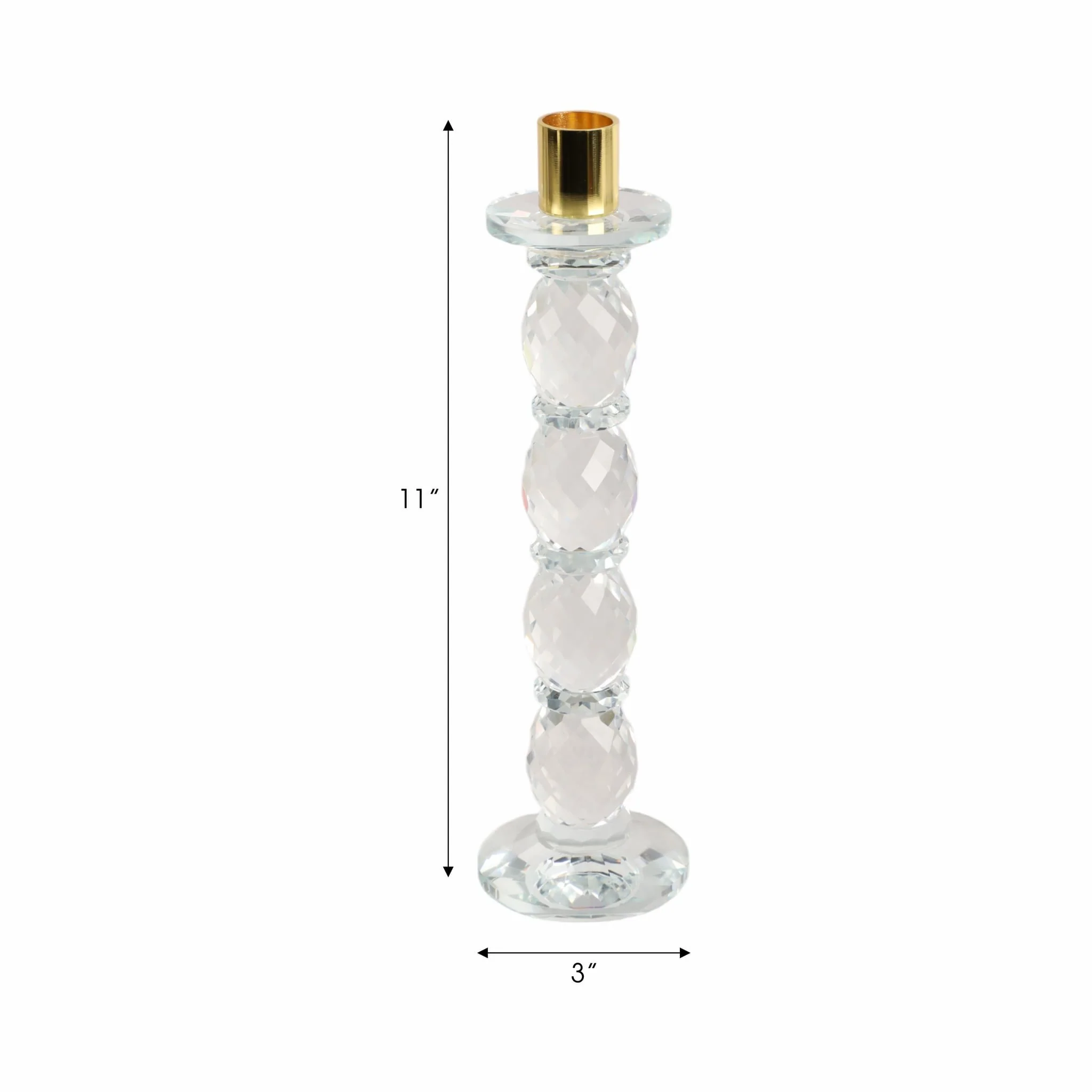 11" Etched Crystal Taper Holder, Clear/gold - Image 7