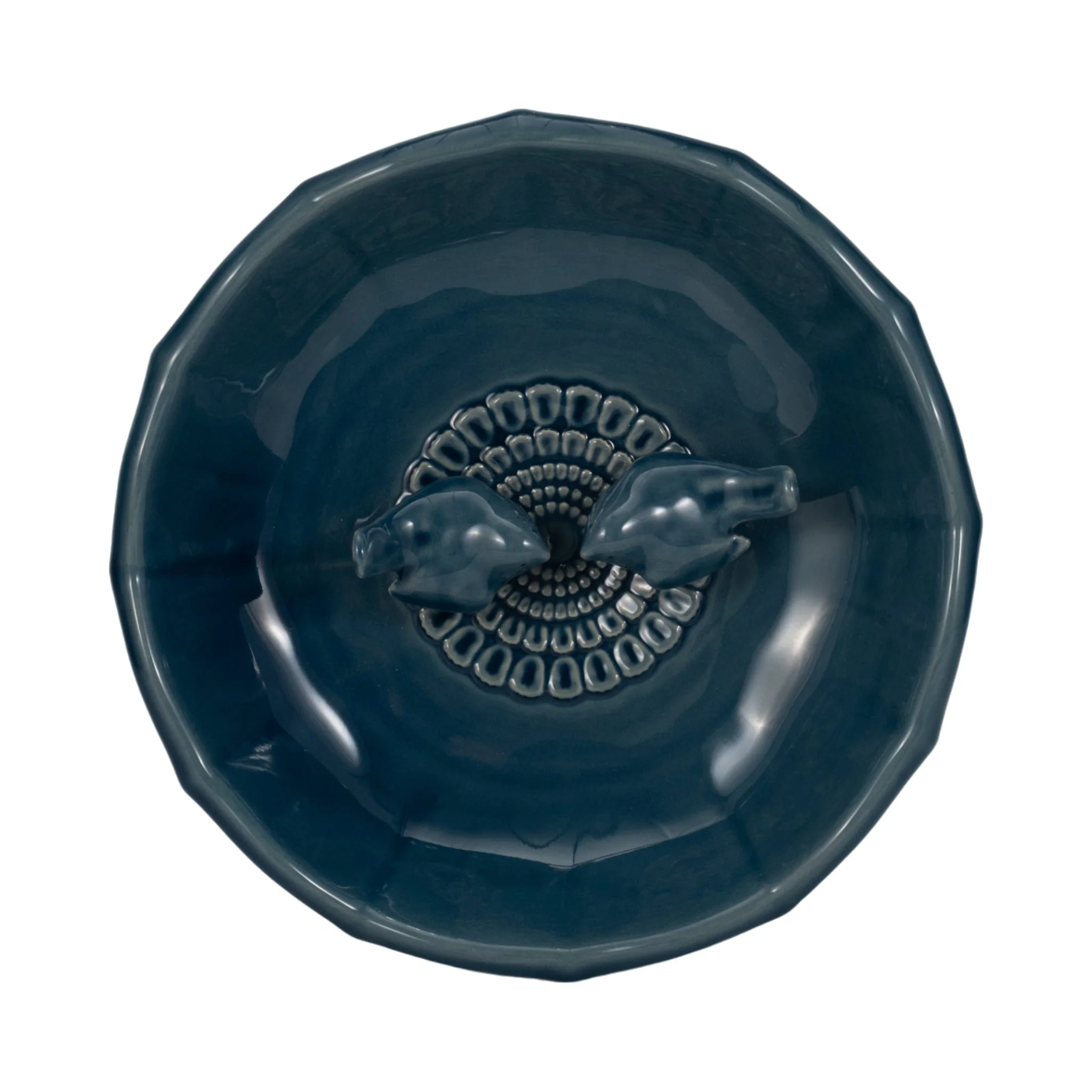 11" Flower Bird Bath, Blue - Image 5