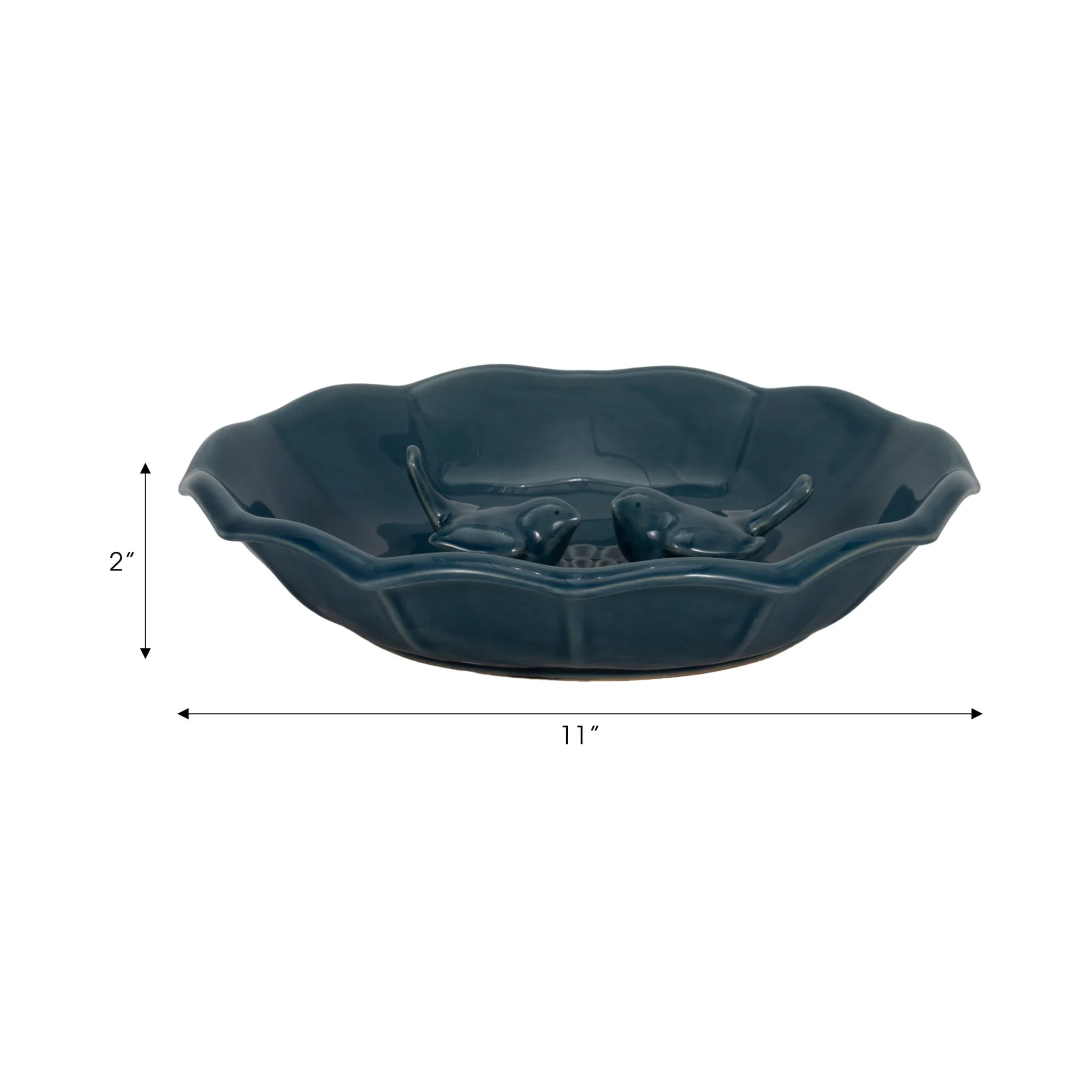 11" Flower Bird Bath, Blue - Image 7