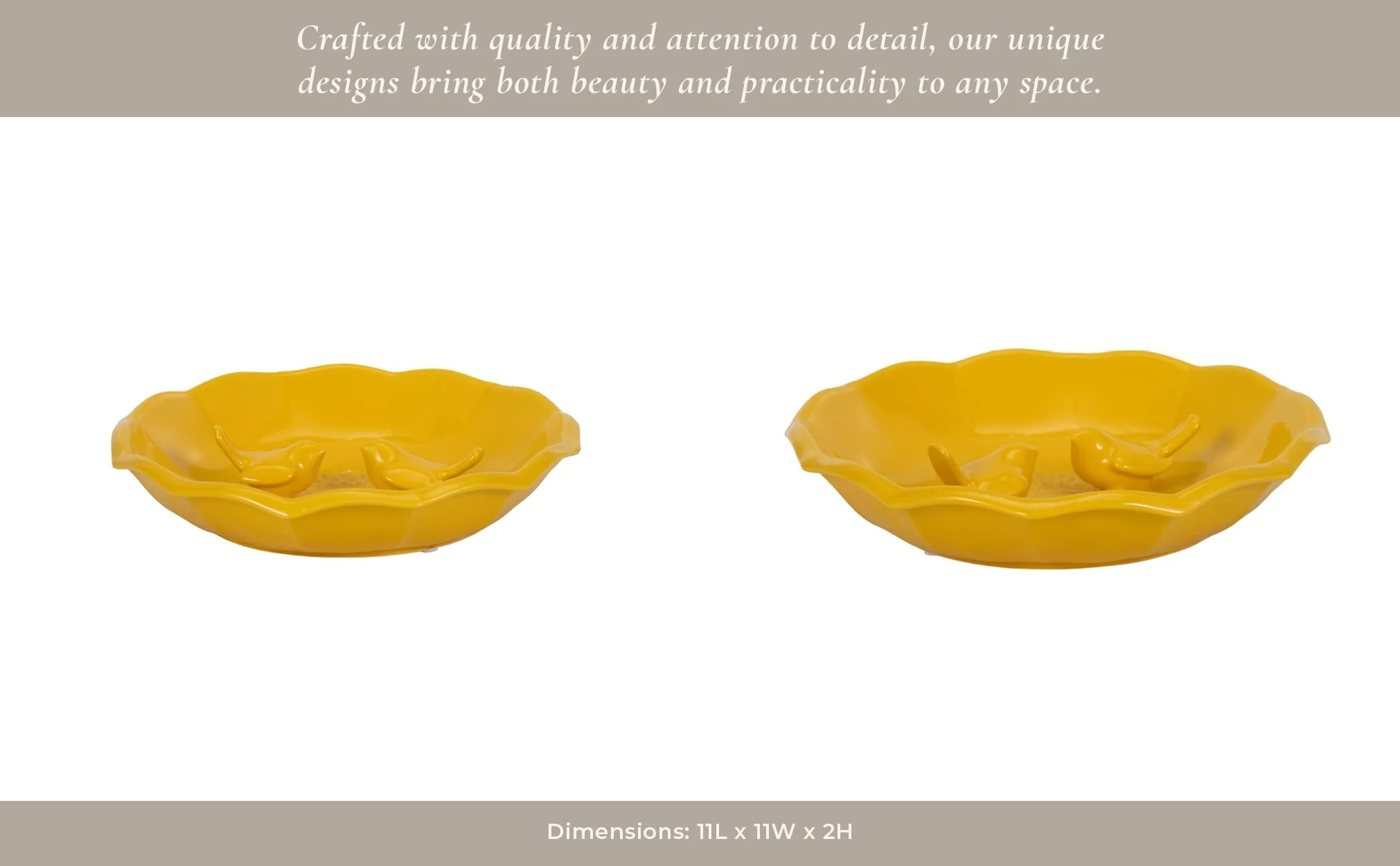 11" Flower Bird Bath, Yellow - Image 11