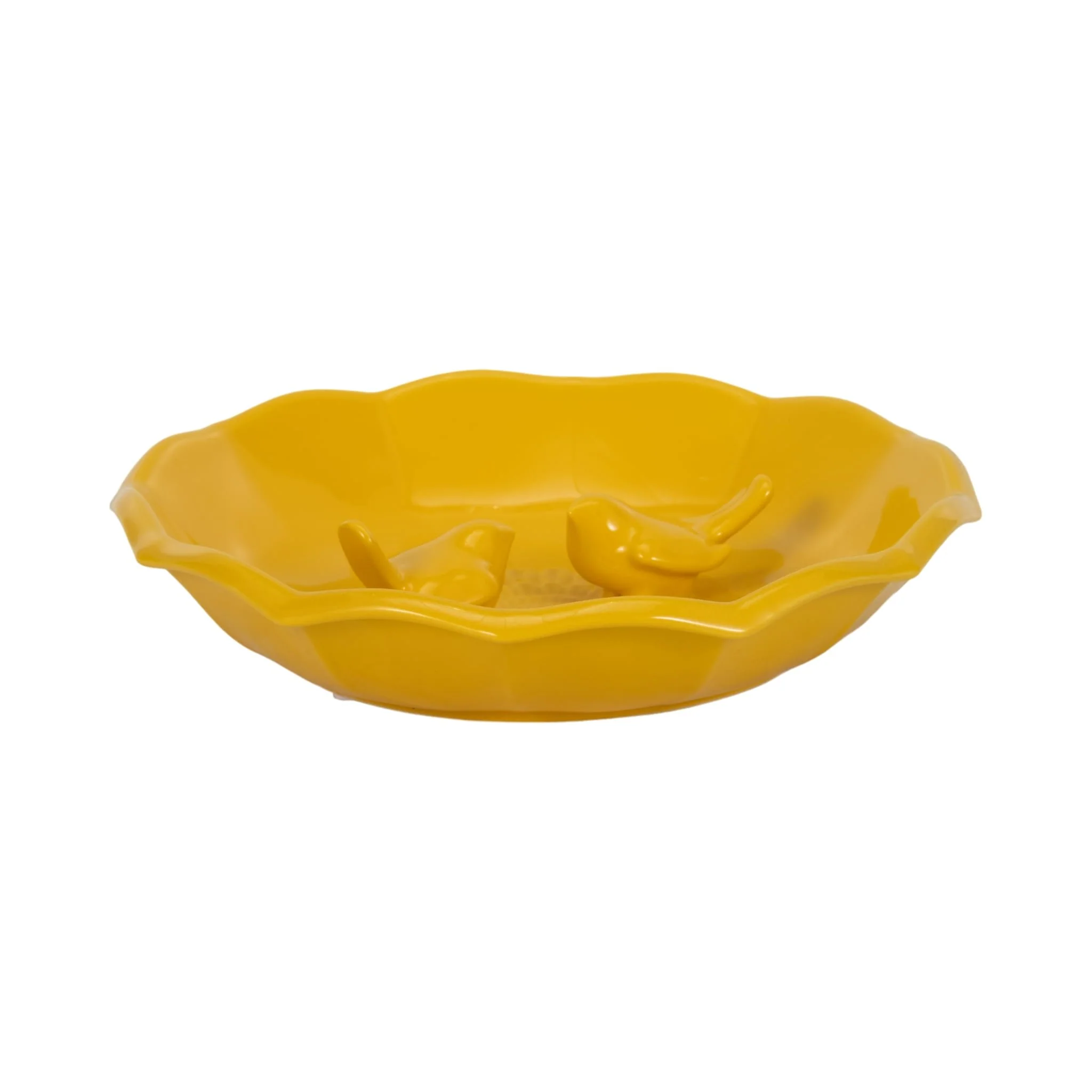 11" Flower Bird Bath, Yellow - Image 2