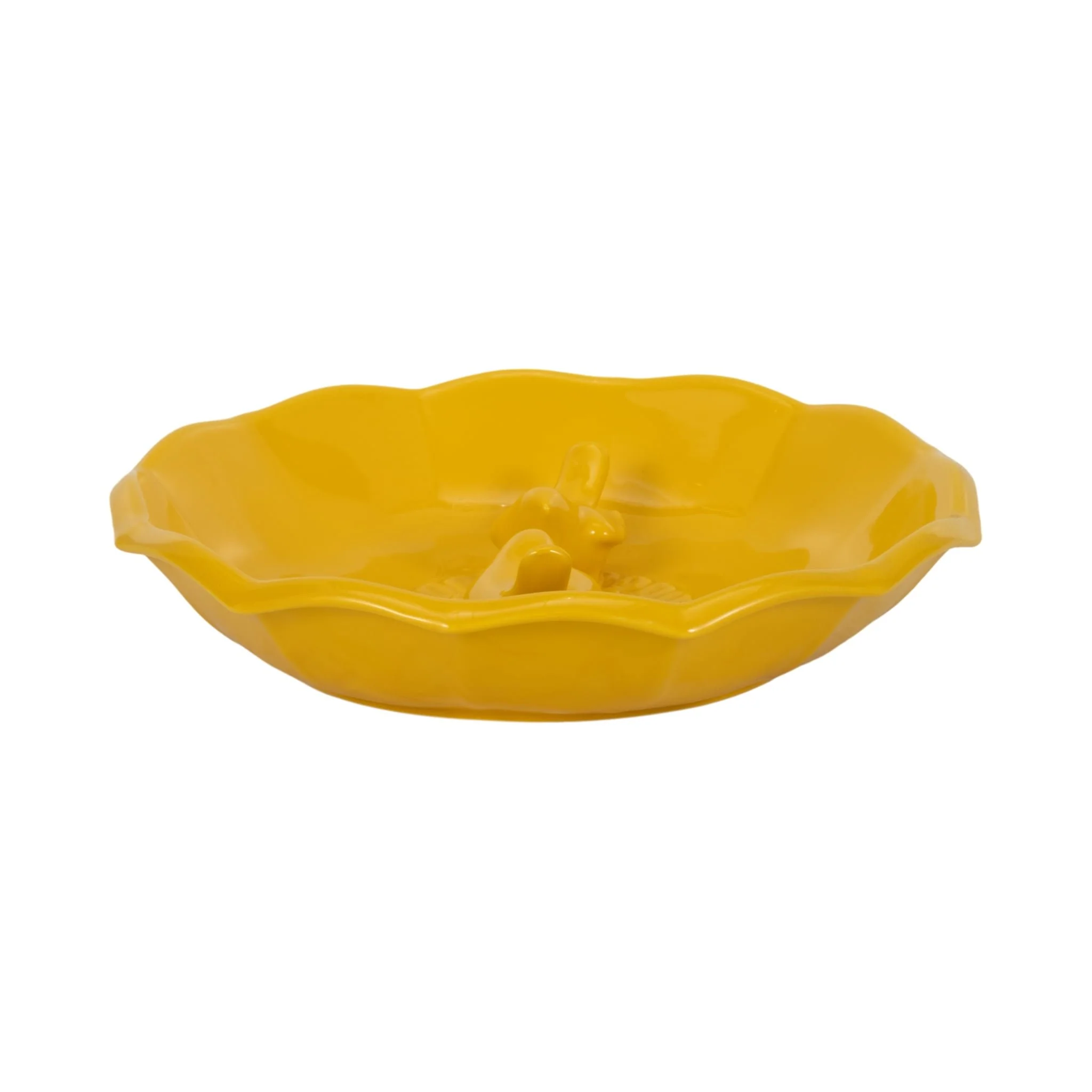 11" Flower Bird Bath, Yellow - Image 3