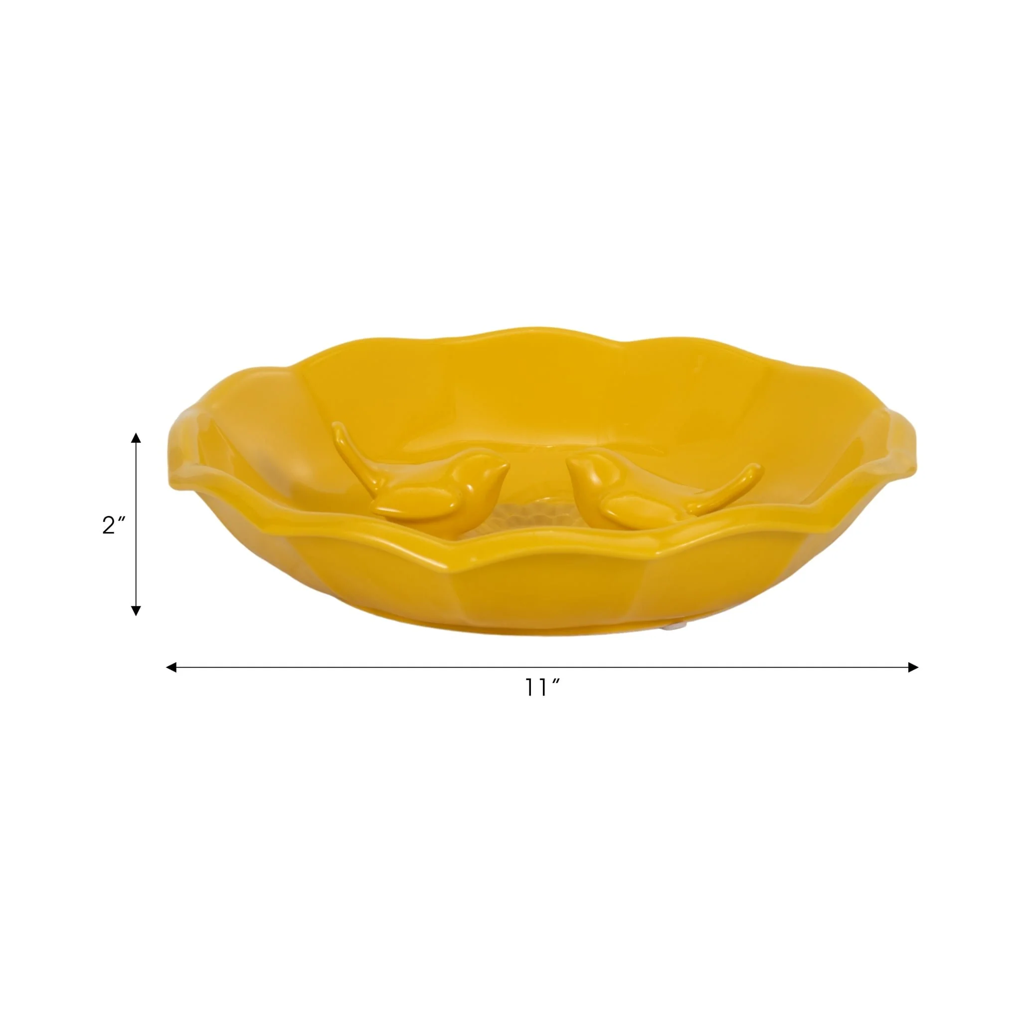 11" Flower Bird Bath, Yellow - Image 7