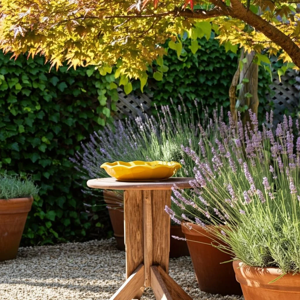 11" Flower Bird Bath, Yellow - Image 9