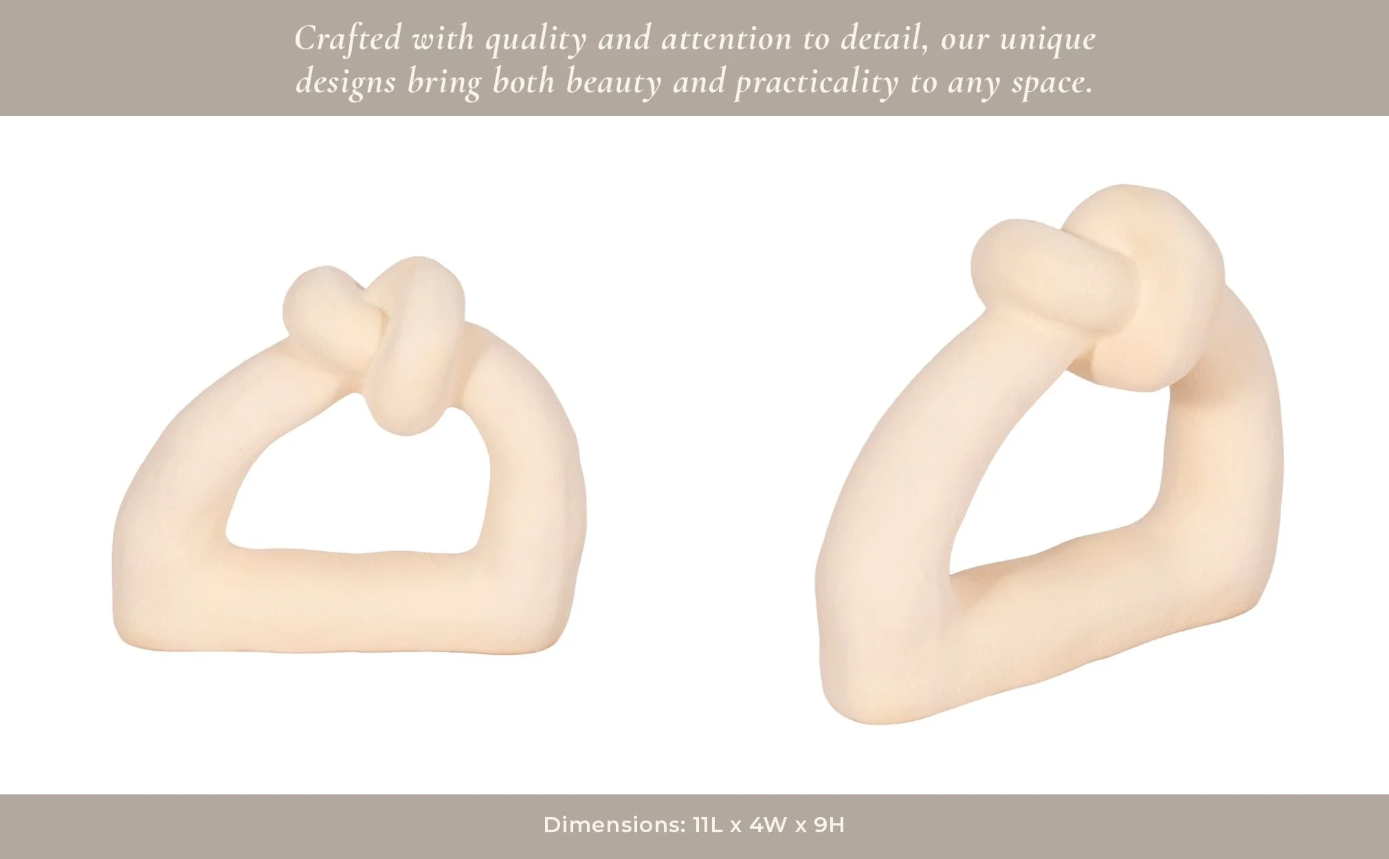 11" Knot With Open Cut-out Sand Glaze, Ivory - Image 11