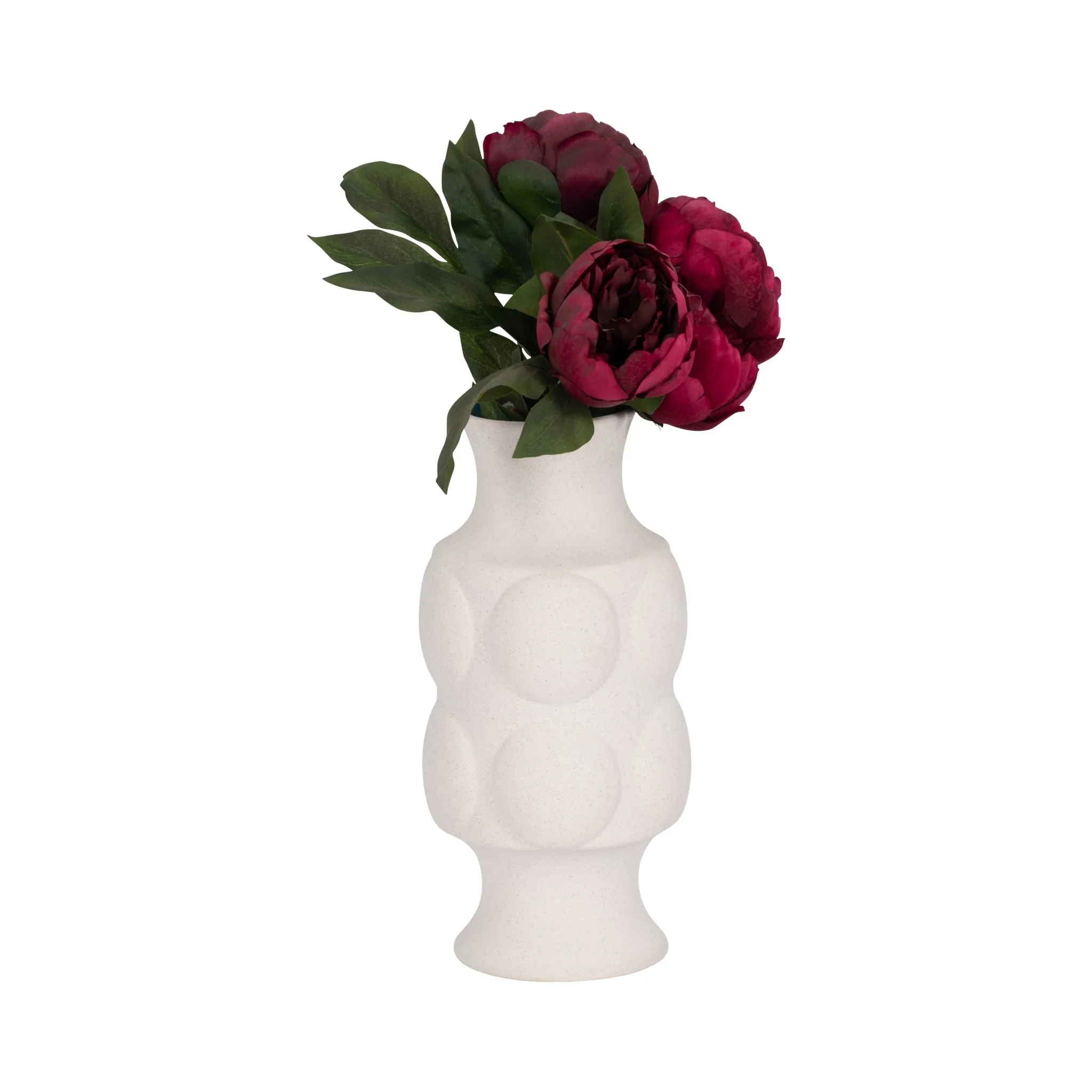11" Large Dot Embossed Vase Sand Texture, White - Image 2