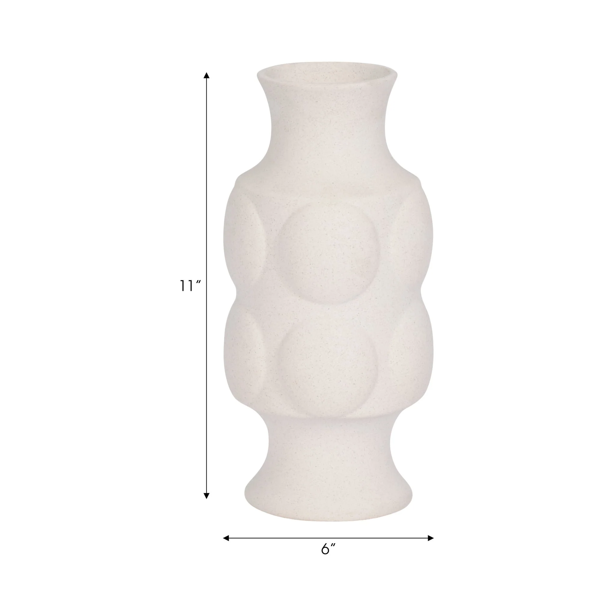 11" Large Dot Embossed Vase Sand Texture, White - Image 8