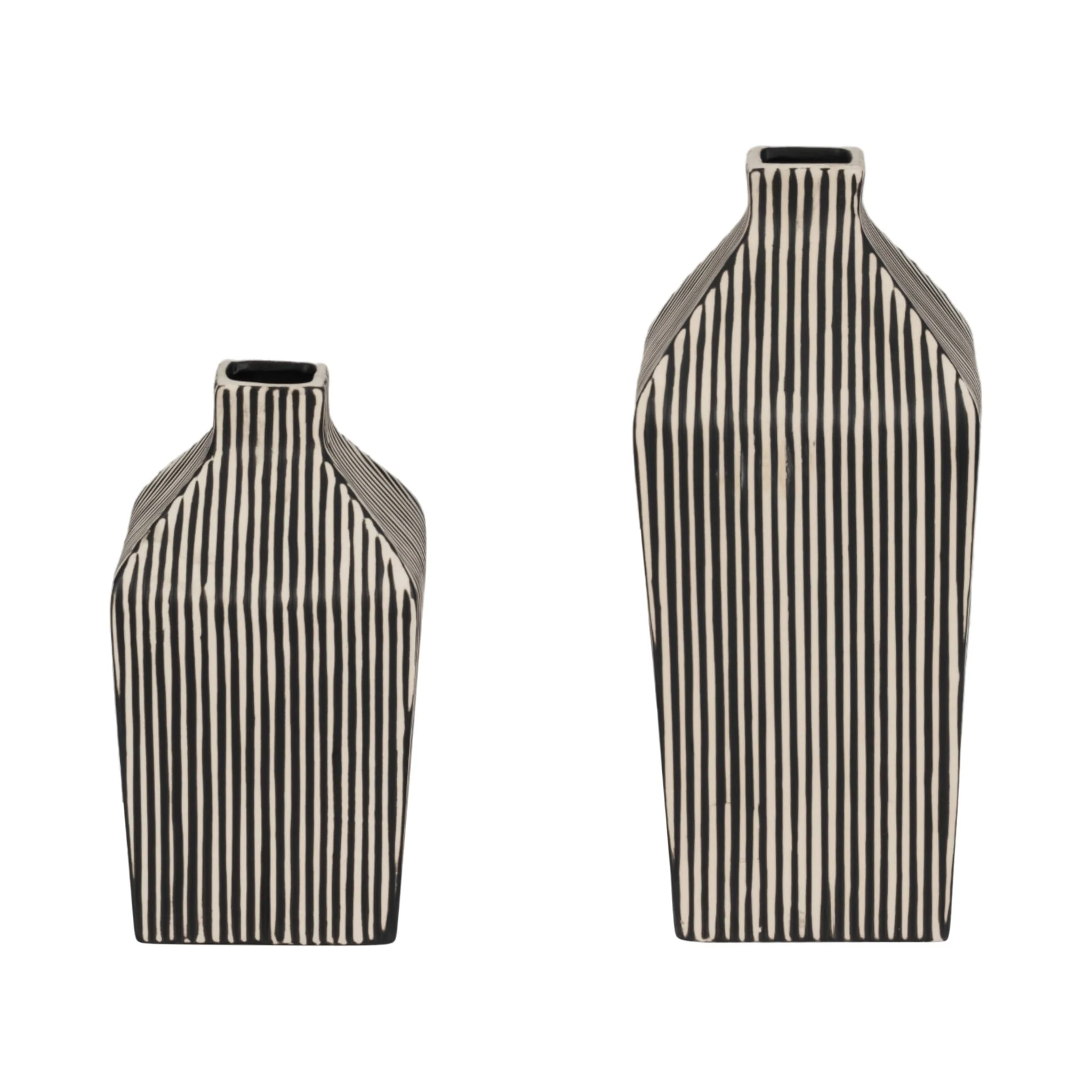 11" Lines Square Vase, Black/white - Image 8
