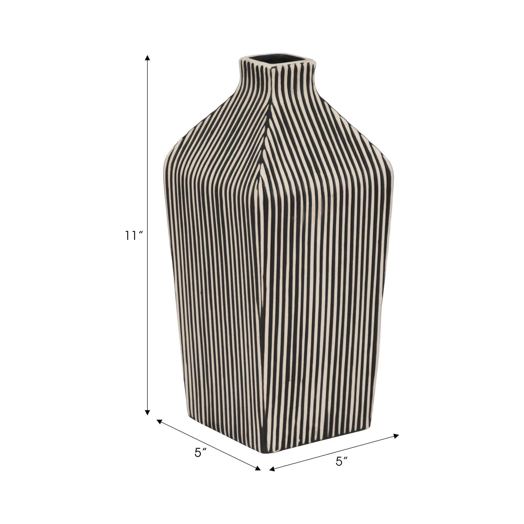 11" Lines Square Vase, Black/white - Image 9